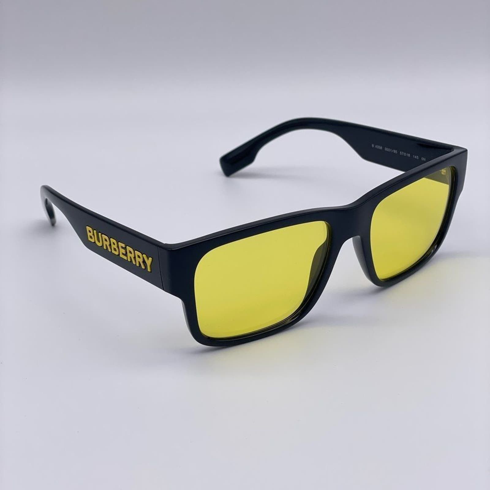 image of New Burberry Be4358 Knight 300185 Black/yellow Sunglasses, Men's