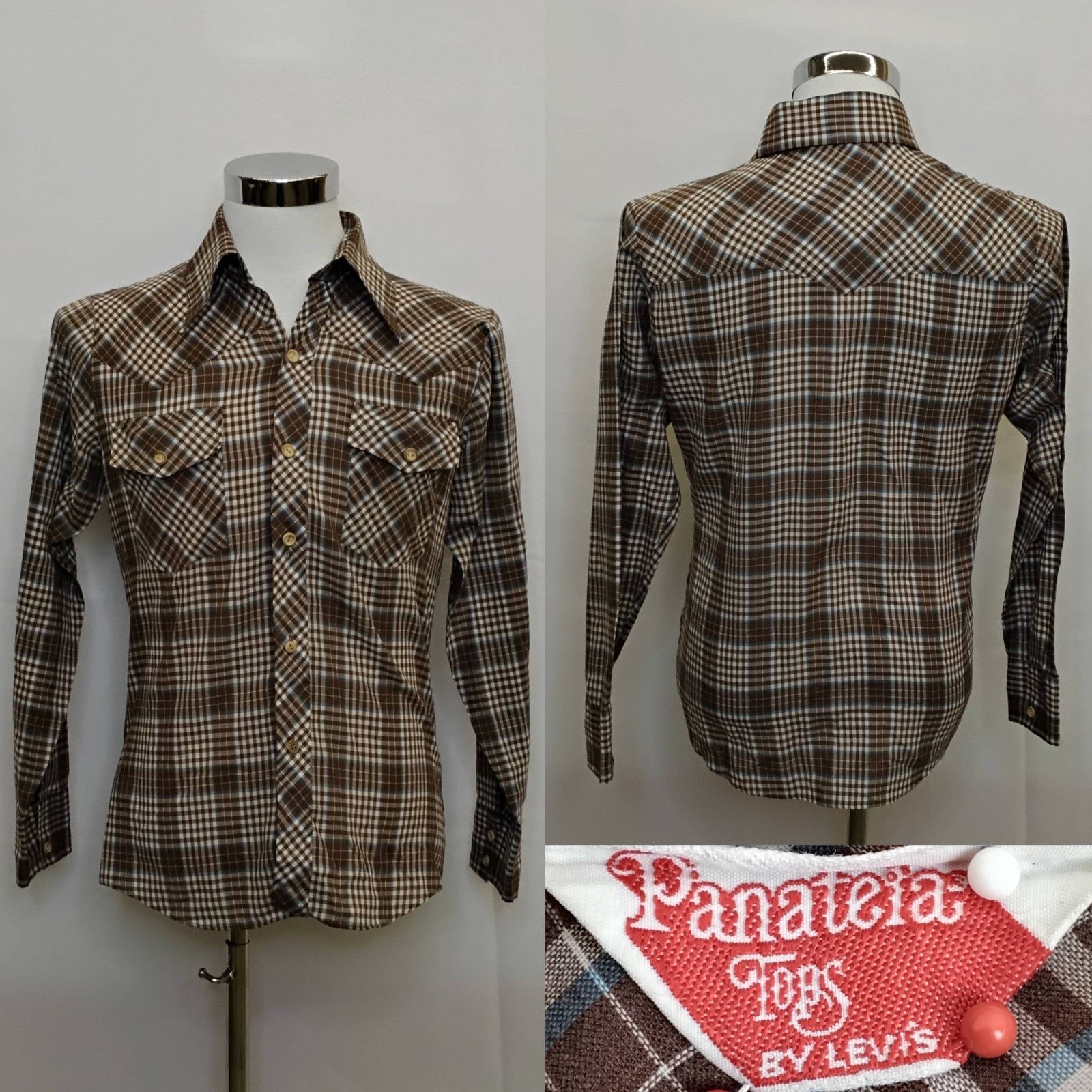 Levi's Levi's Panatella Shirt Men's M Brown/Blue Vintage 70s Big E Size US M / EU 48-50 / 2 - 1 Thumbnail