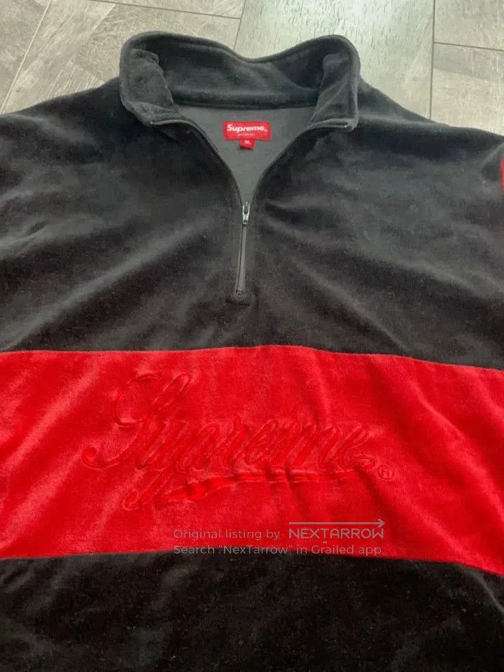 Supreme Supreme Velvet High Neck Black Red Hoodie. Size US XL / EU 56 / 4 - 3 Thumbnail