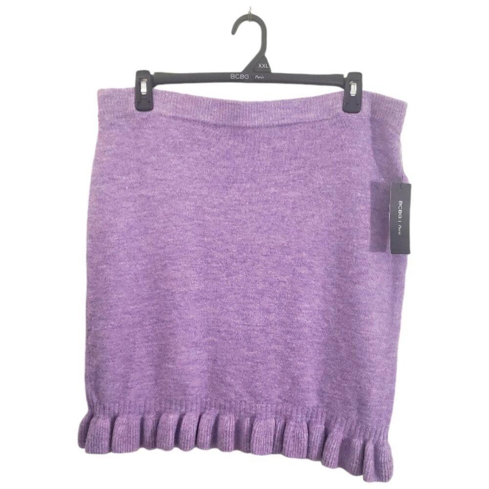 Designer CT1867 BCBG NWT Paris Ladies Lavendar Sweater Skirt XXL Size 38" / US 16 / IT 52 - 1 Thumbnail