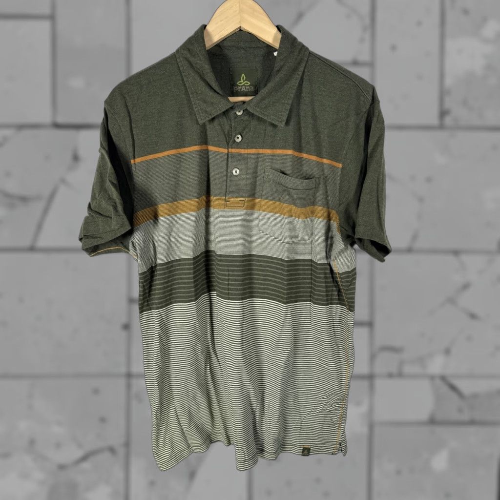 Prana PRANA Striped Green Polo Mens L Size US L / EU 52-54 / 3 - 1 Thumbnail