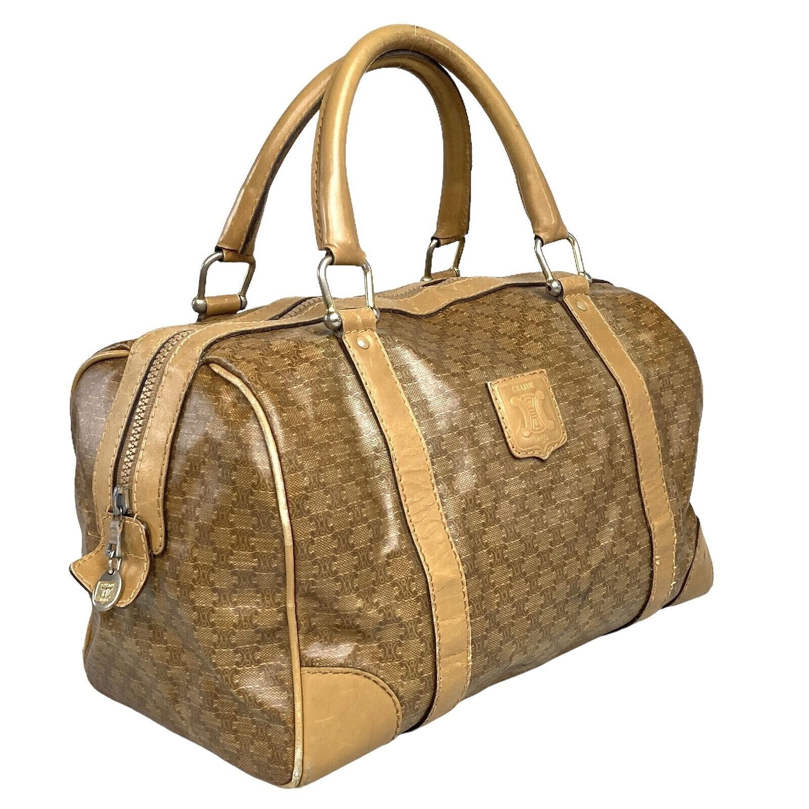 Celine AUTHENTIC CELINE BOSTON HANDBAG Macadam PVC Brown GUC Size ONE SIZE - 6 Thumbnail