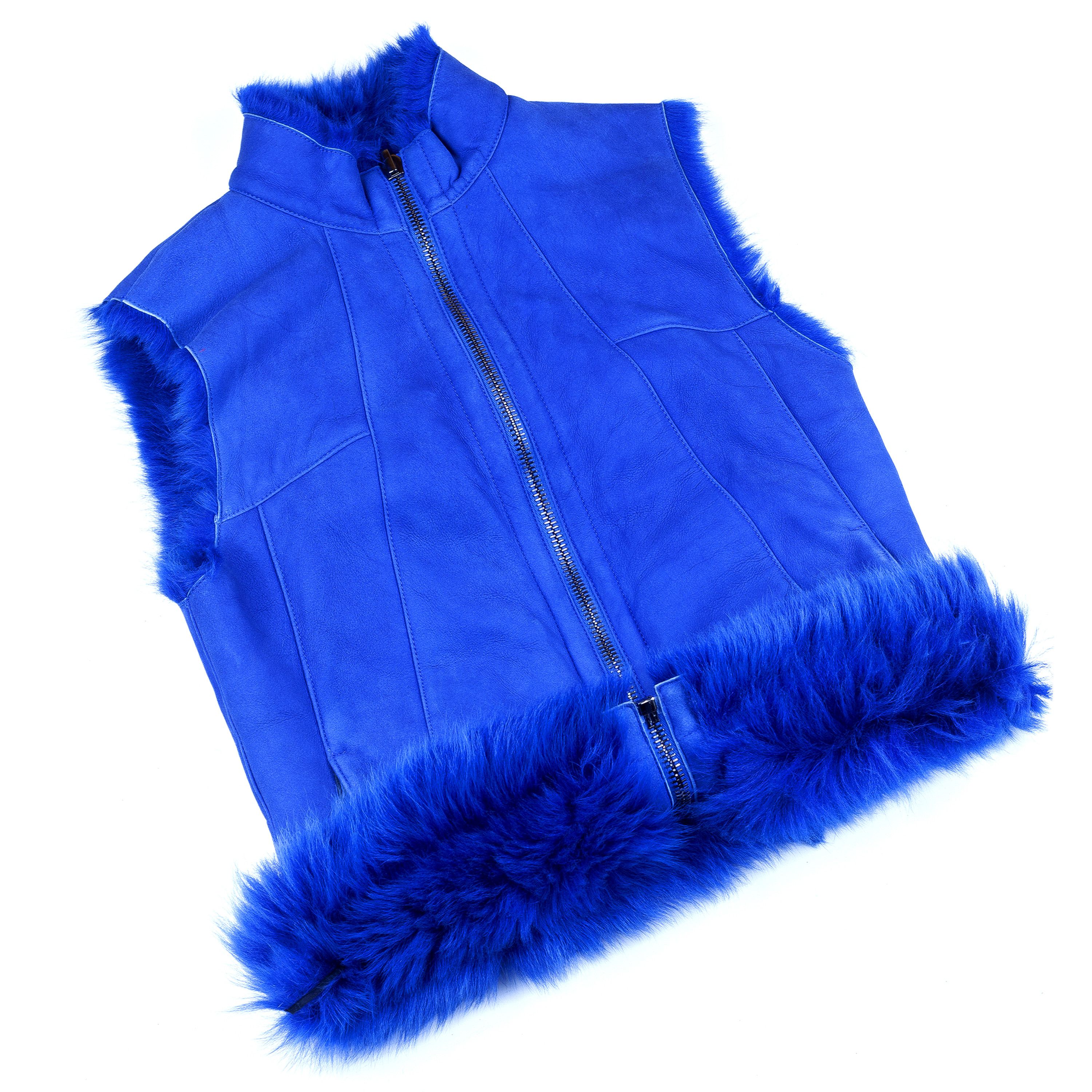 Dirk Bikkembergs Dirk Bikkembergs Reversible Blue Fur Vest (S) Size US S / EU 44-46 / 1 - 2 Thumbnail