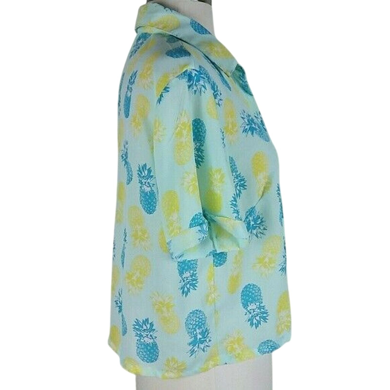Freebandz Freebird Blouse Women M Tropical Hawaiian Pineapple Resort Size M / US 6-8 / IT 42-44 - 3 Thumbnail