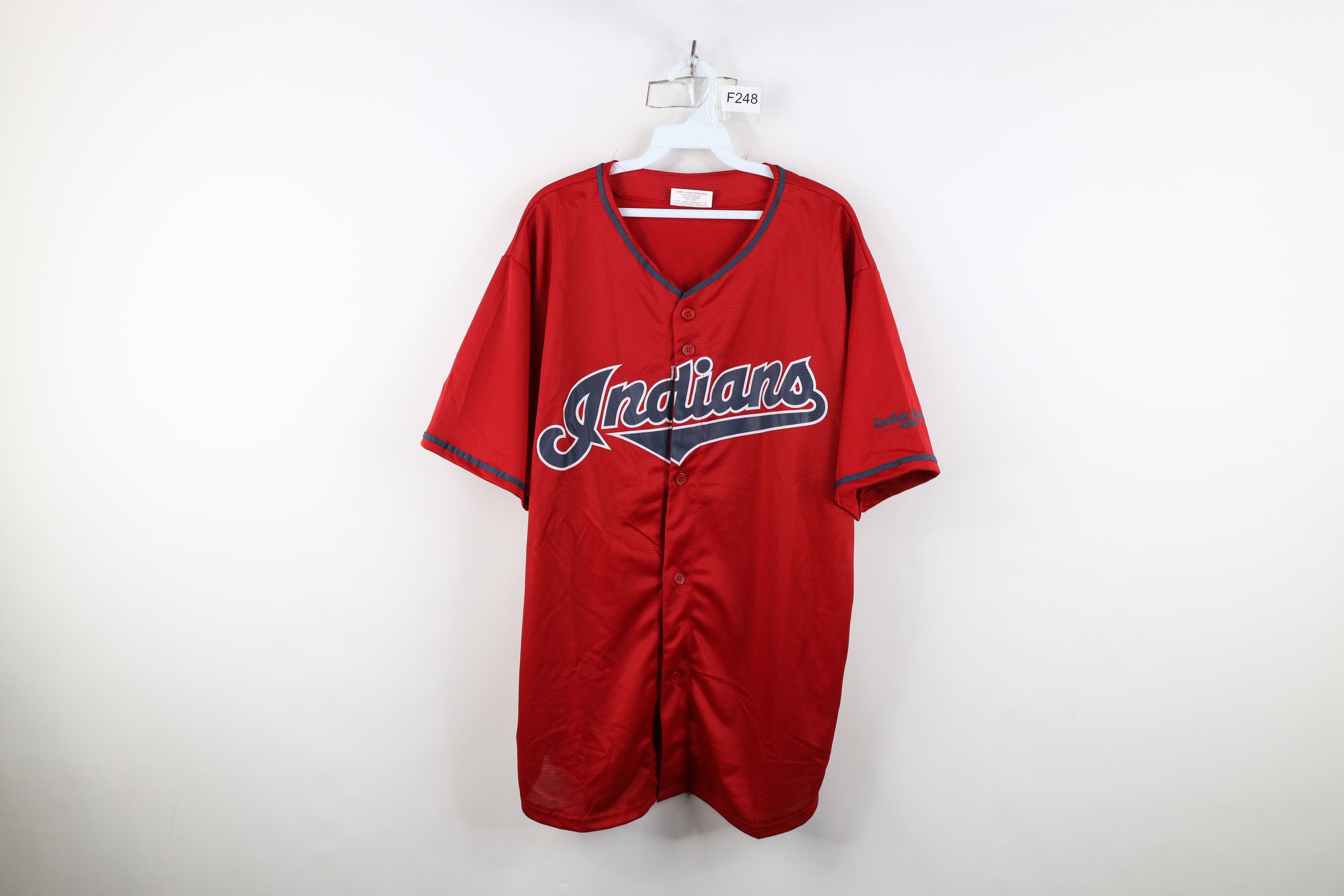 Vintage Cleveland Indians Baseball Jersey Red Polyester