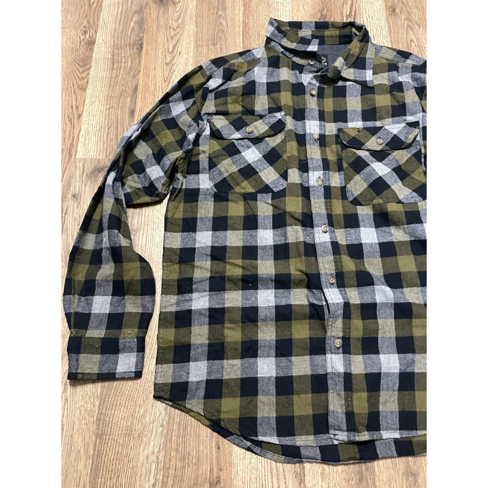 Vintage Rugged Wear Shirt Mens Large Plaid Button Up Long Sleeve Collared Casual Black Green Gray Vintage: No (adjusted) Size US L / EU 52-54 / 3 - 3 Thumbnail