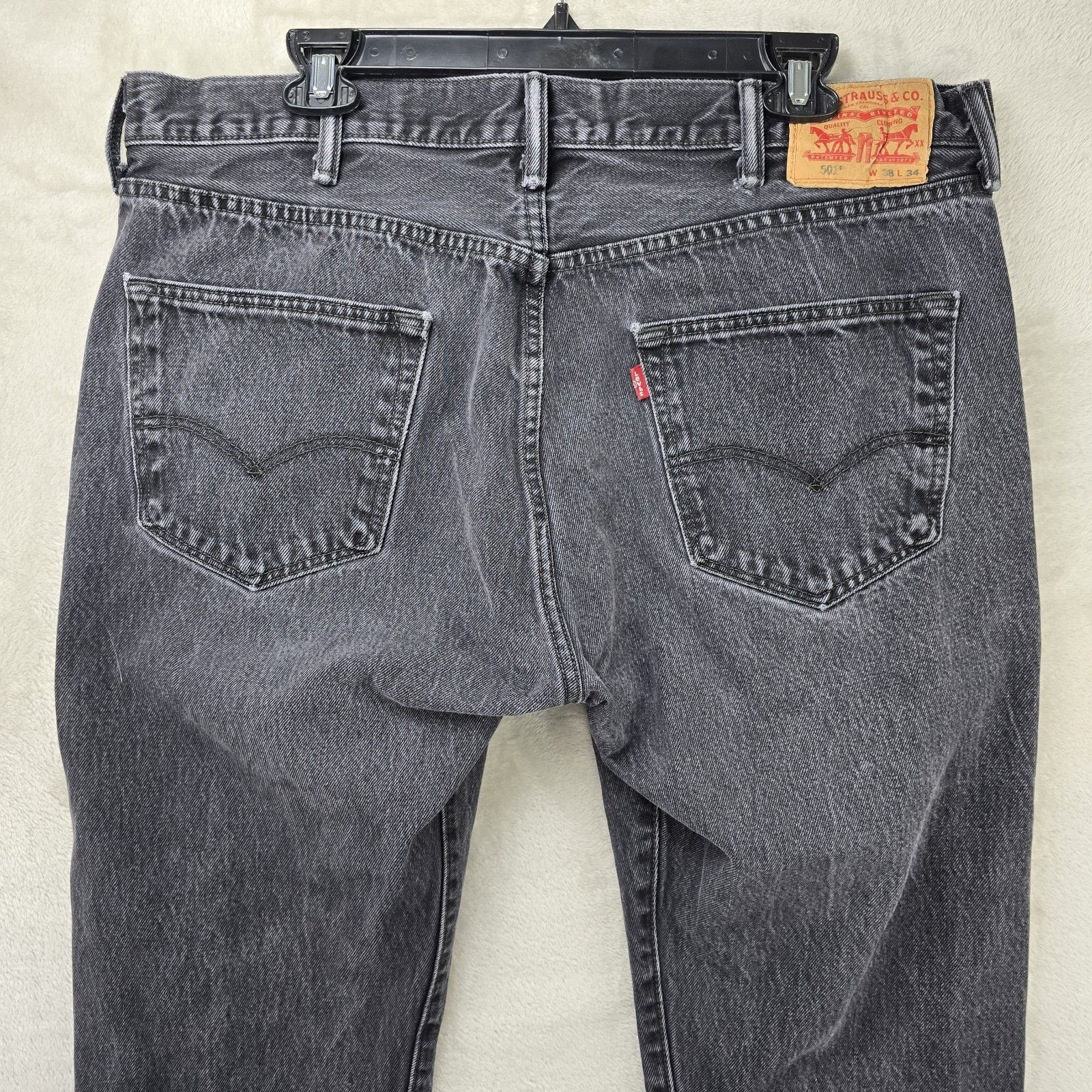 Levi's Levis 501 Mens Black Button Fly Jeans 38x31 Straight Leg Size US 38 / EU 54 - 7 Thumbnail