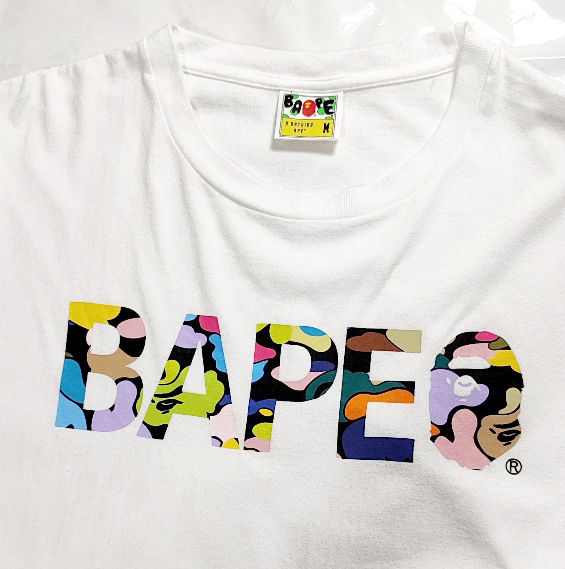 Bape RARE!!! BAPE MULTICOLOR CAMO LOGO TEE Size US M / EU 48-50 / 2 - 3 Thumbnail