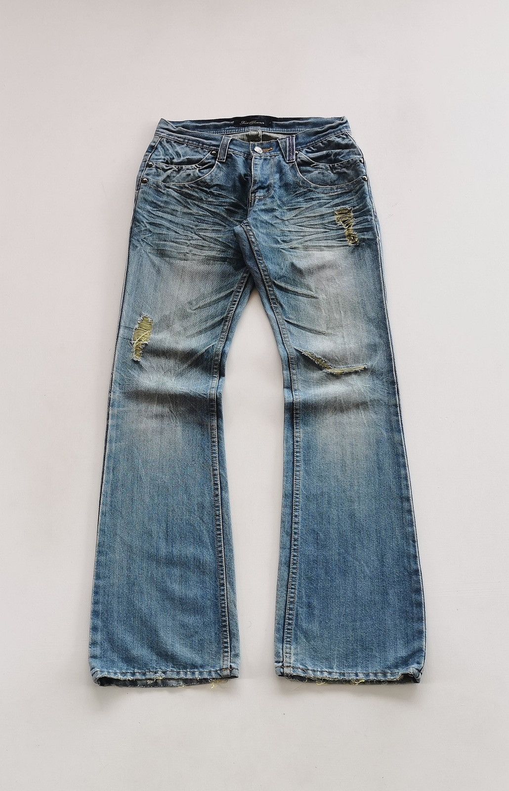 Japanese Brand Root Three Style Bootcut Distressed Jeans Size US 28 / EU 44 - 2 Thumbnail