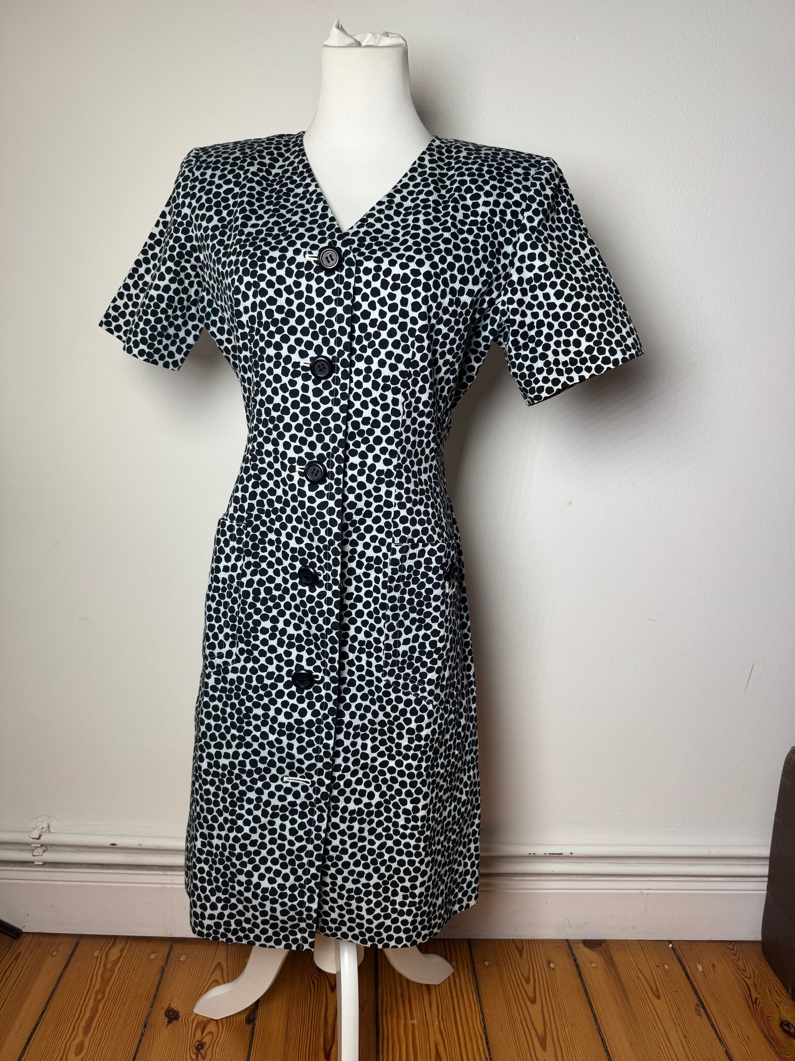 Other Vintage Yves Saint Laurent Canvas Leopard Dress Blue Black 3 Size S / US 4 / IT 40 - 1 Thumbnail