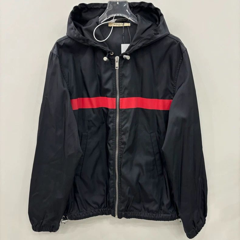 Givenchy Red Rubber Printed Striped Letter Hooded Jacket 25