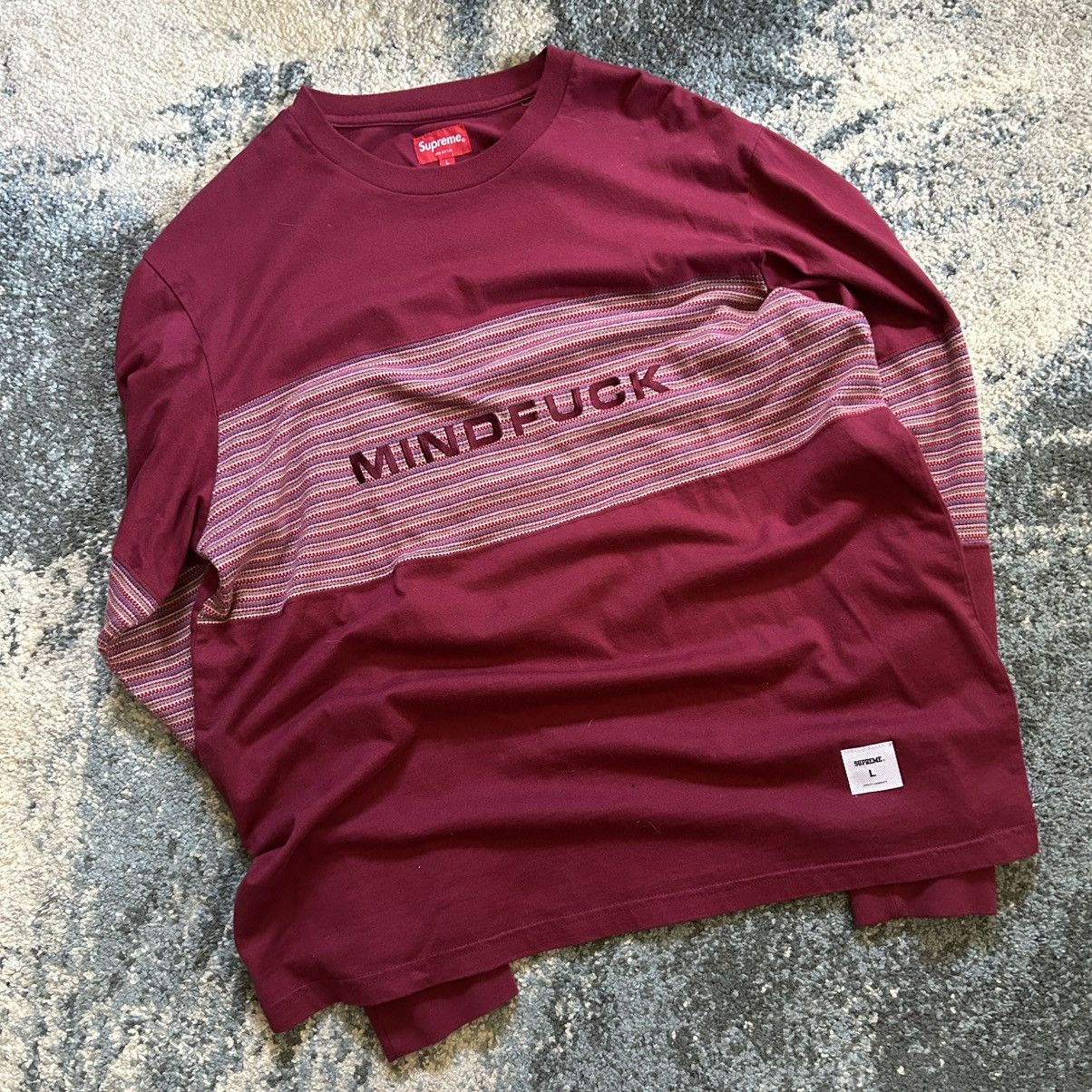 Supreme AUTUMN 2019 MiNDFUCK L/S MAROON OMBRE iNTARSiA STRiPE PATCH Size US L / EU 52-54 / 3 - 13 Thumbnail