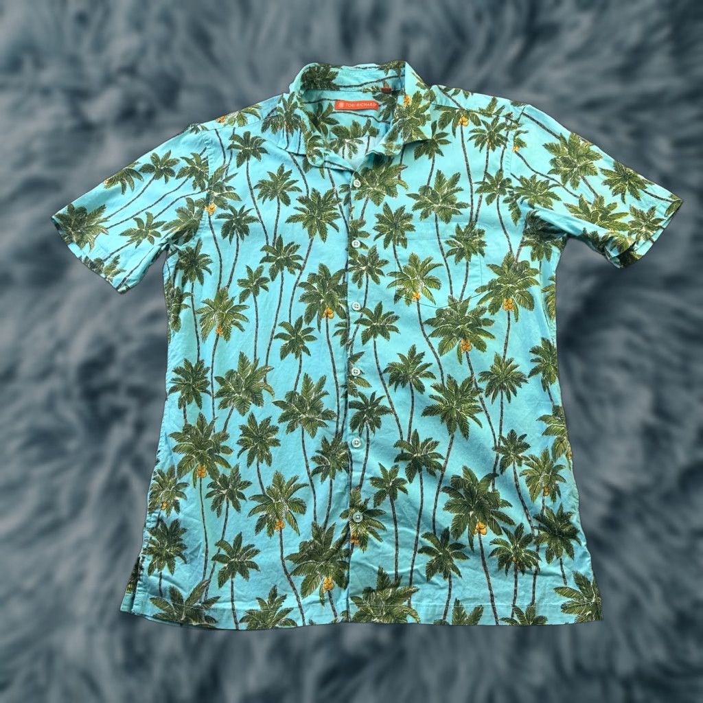 Tori Richard Tori Richard Shirt Mens Medium Blue Teal Geometric All Over Print Button Up Size US M / EU 48-50 / 2 - 1 Thumbnail