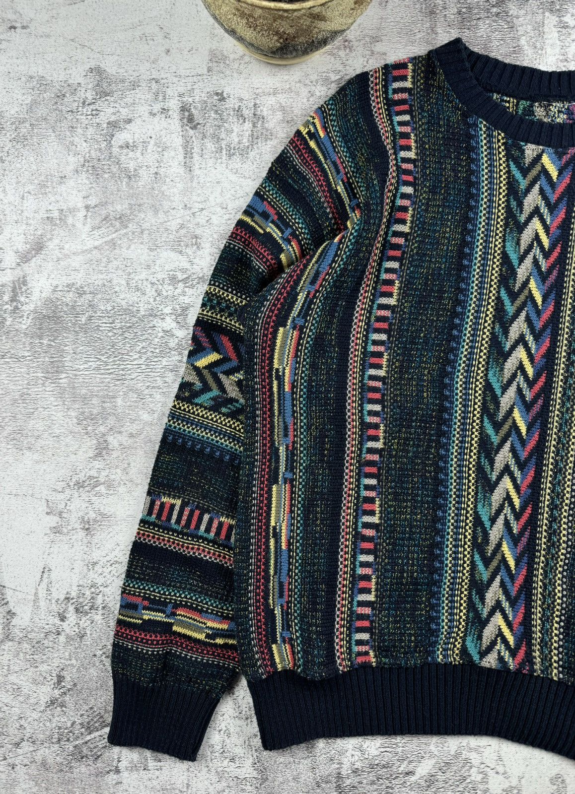 Japanese Brand Vintage 90S Hippie Hip Hop USA Coogi Style Knited Sweater Size US L / EU 52-54 / 3 - 4 Thumbnail