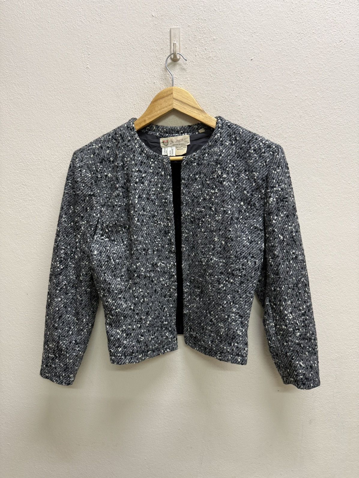 Gucci Vintage Gucci Sparkling Grey Tweed Cropped Jacket Button Up Size S / US 4 / IT 40 - 21 Thumbnail