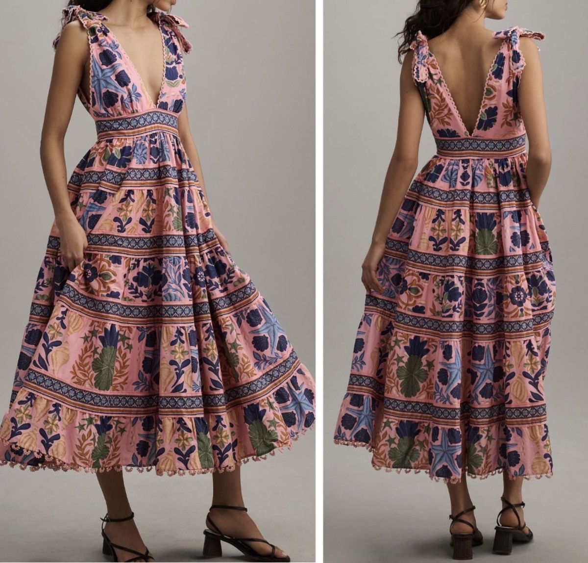 Farm Rio Farm Rio Seashell Tapestry Sleeveless Midi Dress, Size XS Size XS / US 0-2 / IT 36-38 - 1 Thumbnail