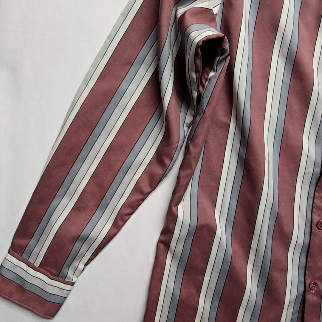 Vintage Vintage D'Avila Striped Button-Up Shirt Burgundy L Shirt Size US L / EU 52-54 / 3 - 3 Thumbnail