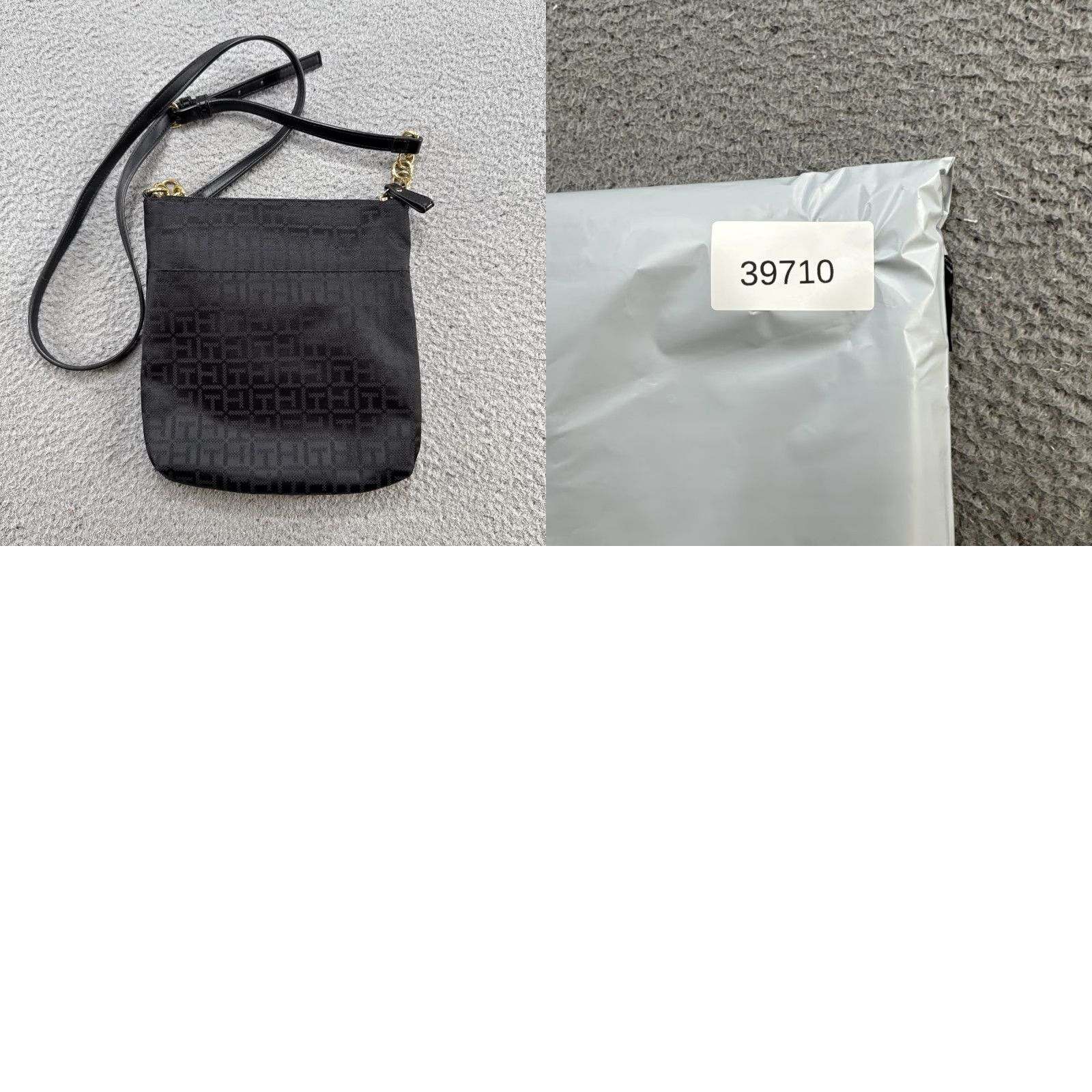 Tommy Hilfiger Tommy Hilfiger Crossbody Bag Black Jacquard Logo Print Adjustable Strap Zip Up Womens Size ONE SIZE - 8 Thumbnail