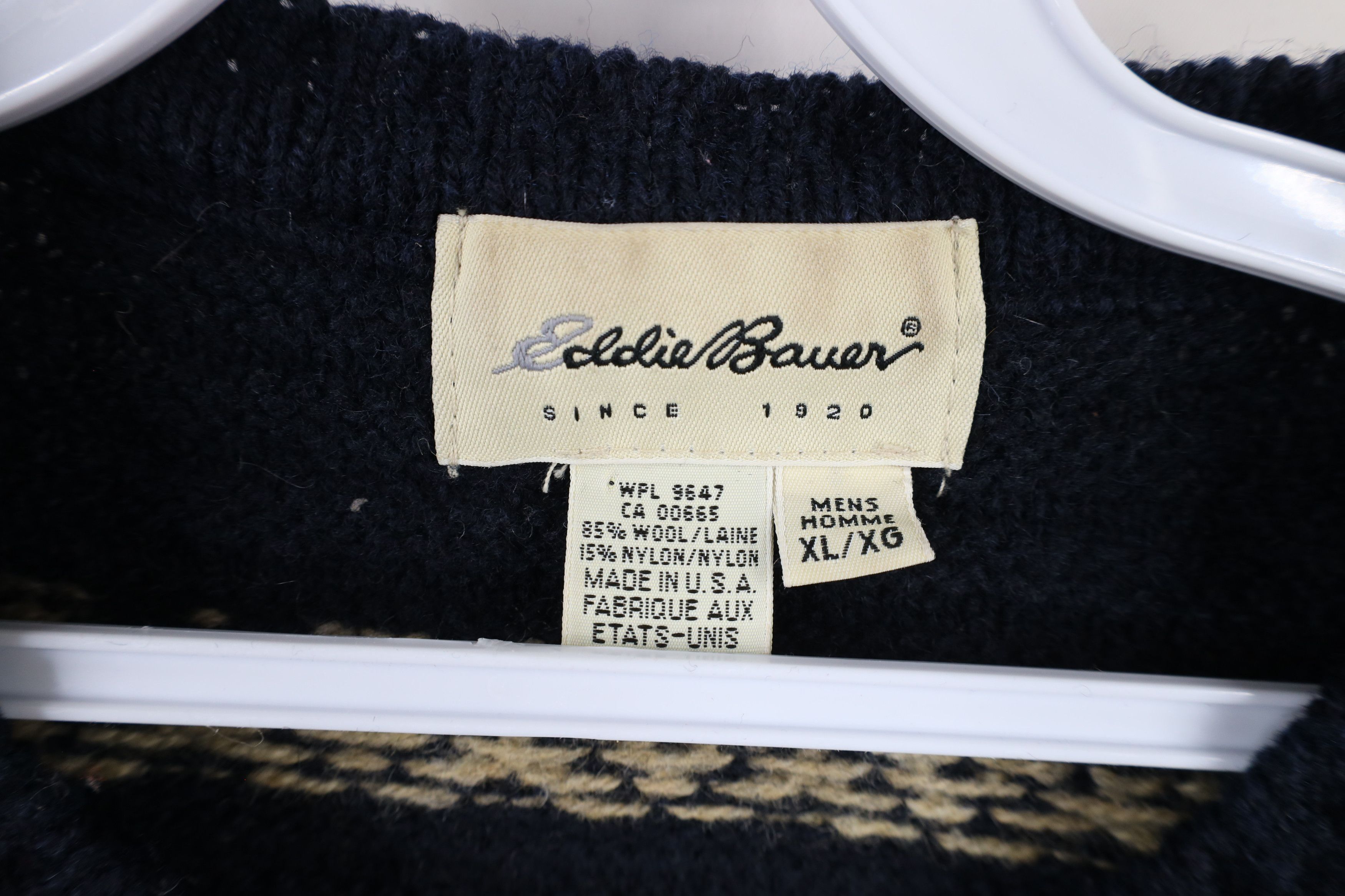 Eddie Bauer × Vintage Vintage 90s Eddie Bauer Wool Fair Isle Crewneck Sweater USA Size US XL / EU 56 / 4 - 9 Thumbnail