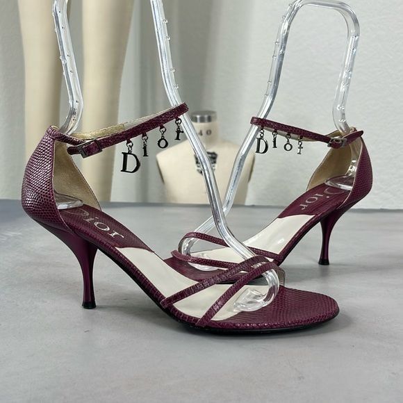 Dior × Vintage VTG DIOR Snake Strappy Letter Silver Dangle Charm Stiletto S Size US 8 / IT 38 - 2 Thumbnail