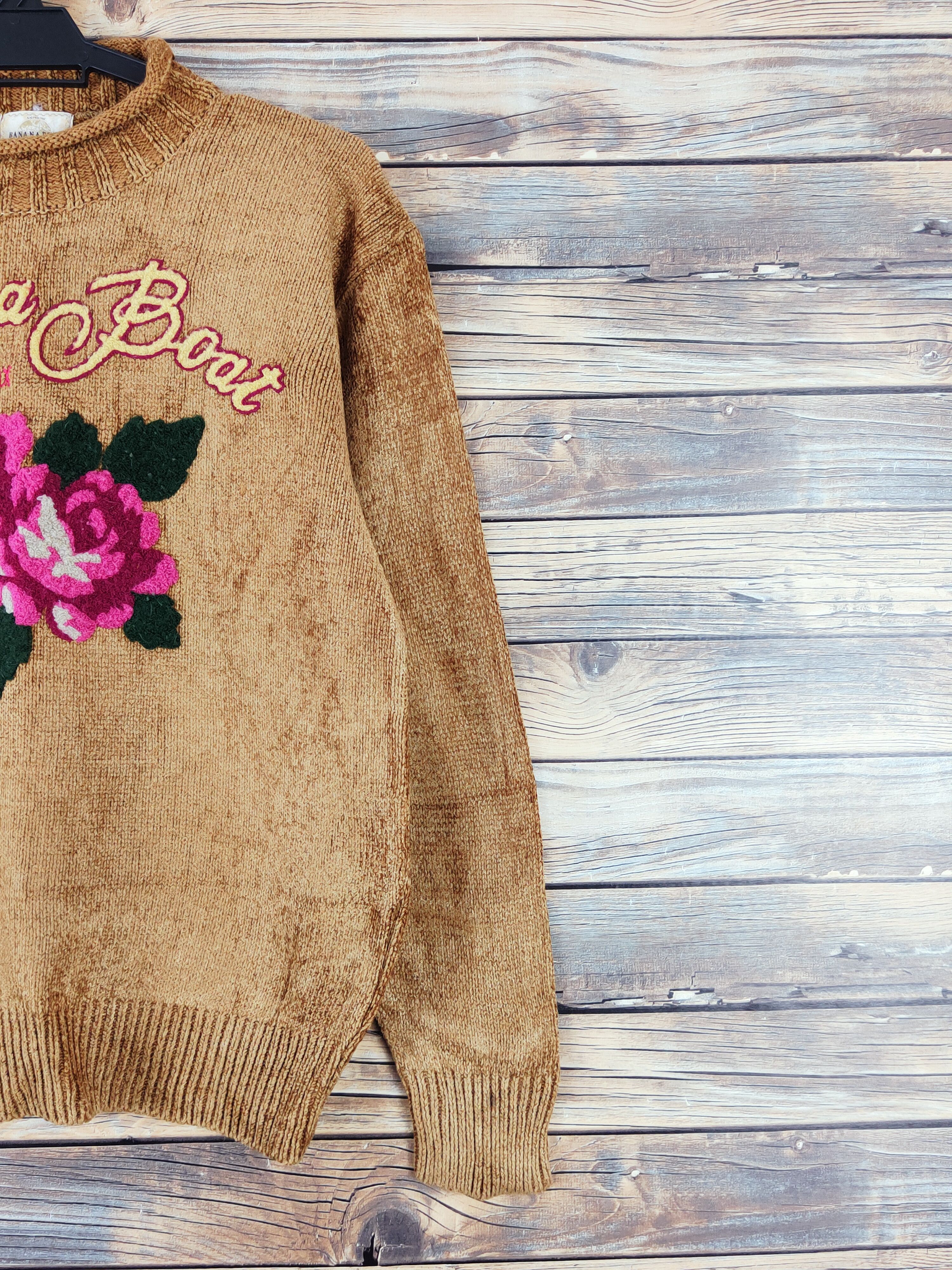 Homespun Knitwear × Japanese Brand × Vintage Banana Boat Brown Flower Knitwear Sweatshirts #W999 Size M / US 6-8 / IT 42-44 - 6 Thumbnail