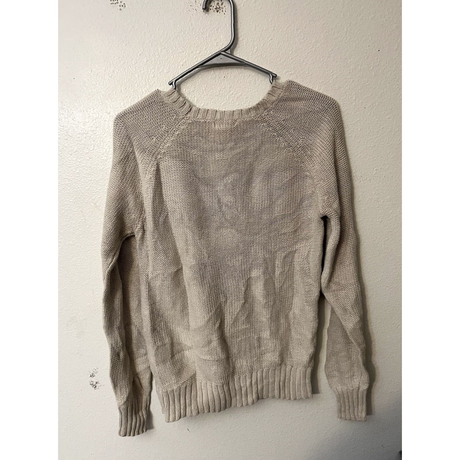 Old Navy Old Navy Sweater Women's Size M Crew Neck Knit Beige Cable-Knit Pullover Casual Fall Winter Size M / US 6-8 / IT 42-44 - 2 Thumbnail