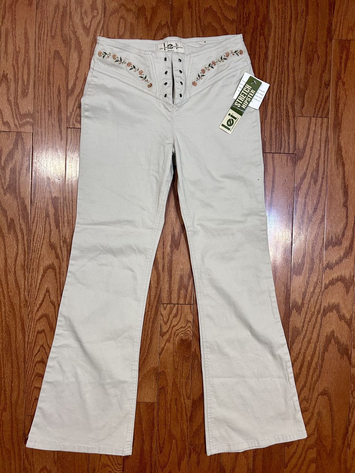 Other Flare Vintage Y2K Embroidered Lace Up Detail Low Rise Pants Size 38" / US 16 / IT 52 - 1 Thumbnail