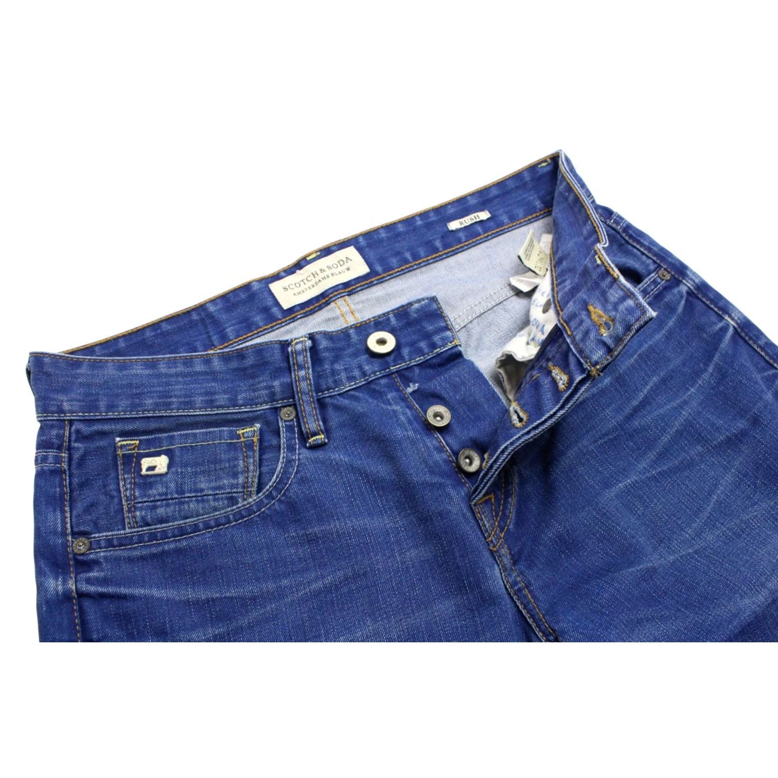 Scotch & Soda Scotch & Soda Rush Jeans Straight Blue W29/L32 Denim Whiskers Faded Men's Size US 29 - 3 Thumbnail