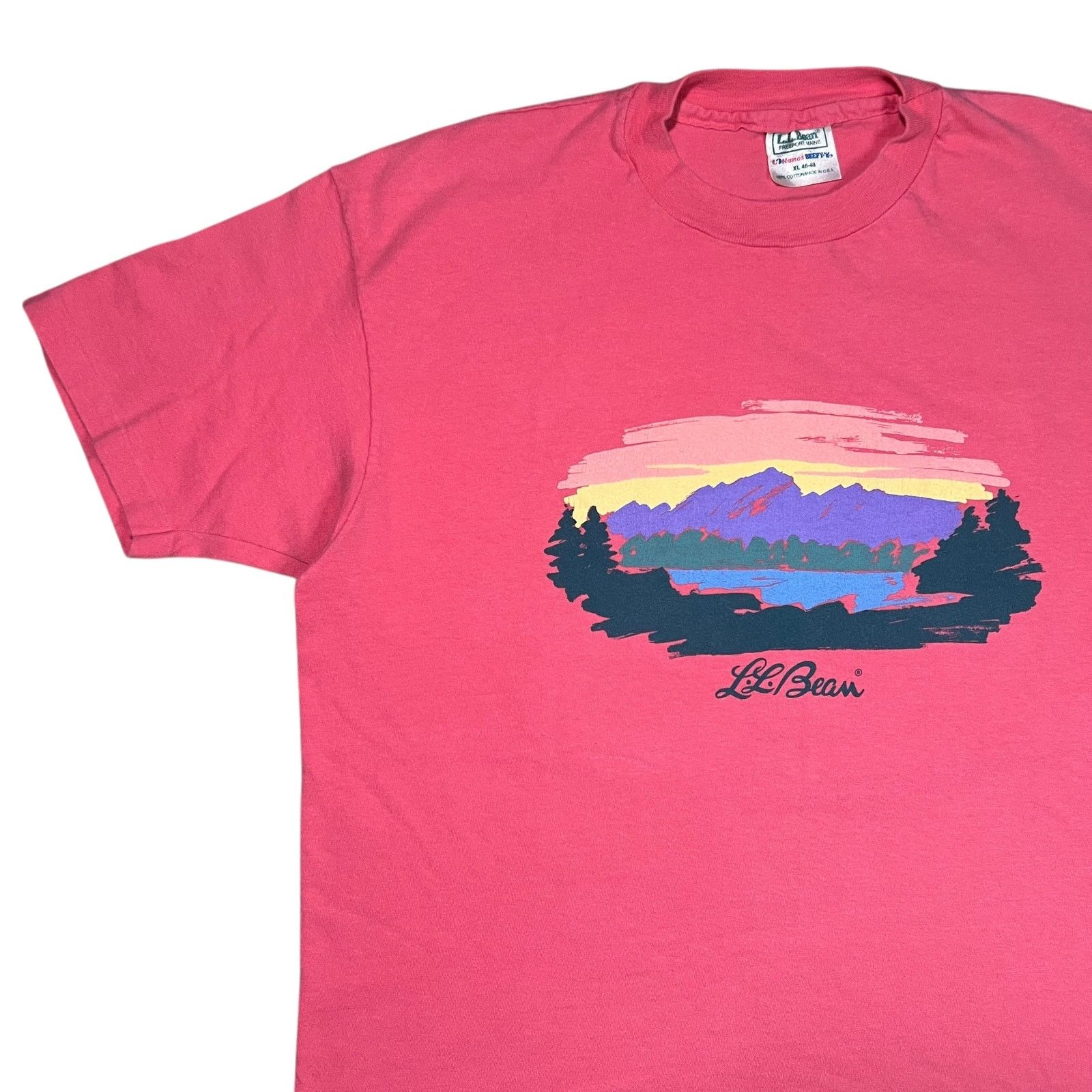L.L. Bean × Vintage Vintage 90s LL Bean Hanes Mount Katahdin salmon logo art tee Size US XL / EU 56 / 4 - 4 Thumbnail