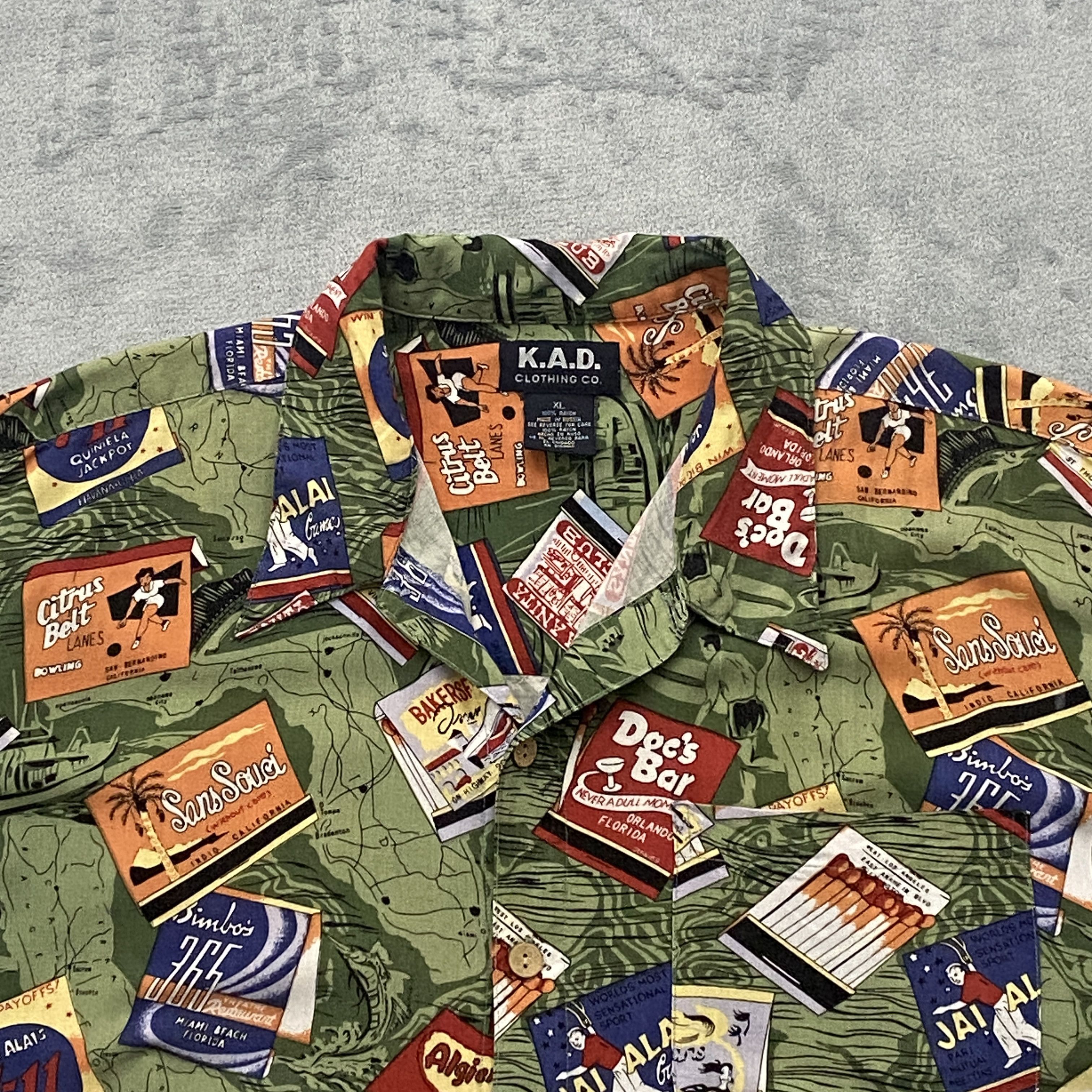 Other KAD Shirt Men Short Sleeve Vintage CA & FL Matchbooks Size US XL / EU 56 / 4 - 5 Thumbnail