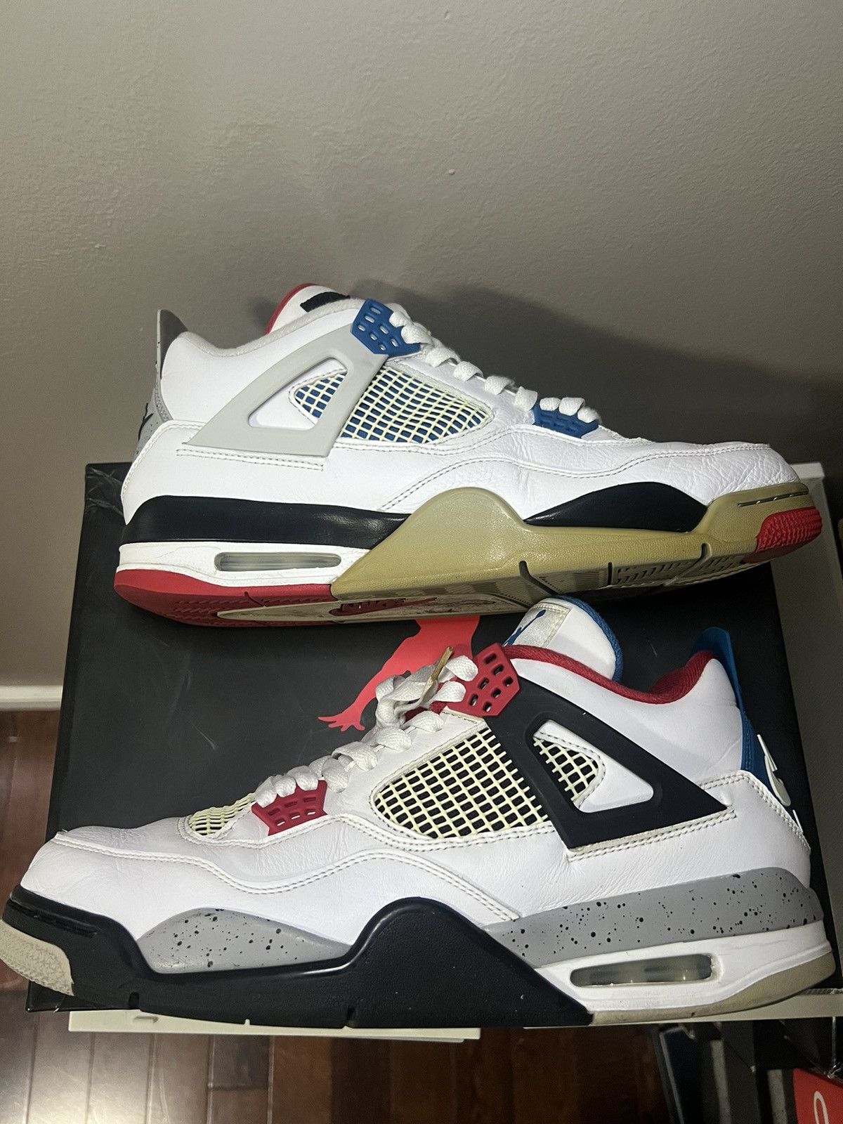 Jordan Brand Jordan 4 What The Fire Red Military Blue Retro White Size 12 Size US 12 / EU 45 - 3 Thumbnail