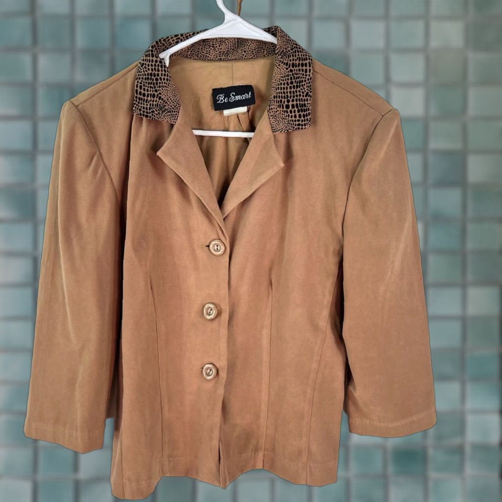 Vintage VINTAGE Be Smart Blazer Jacket Womens Size L Brown Animal Print Notch Collar Size L / US 10 / IT 46 - 1 Thumbnail