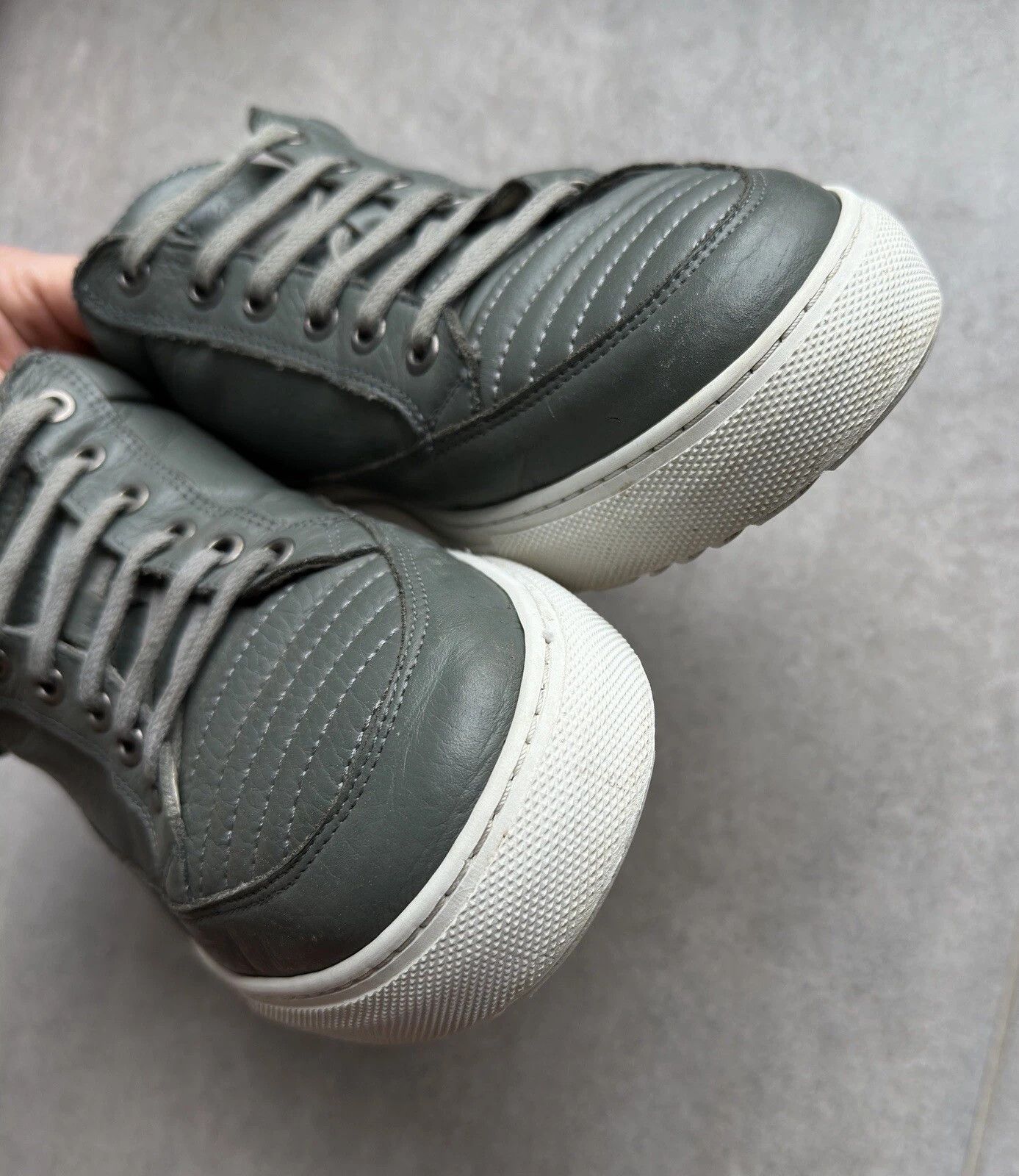 Vintage ETQ Amsterdam Low Designer Gray Mens Leather Trainers Shoes Size US 12 / EU 45 - 11 Thumbnail