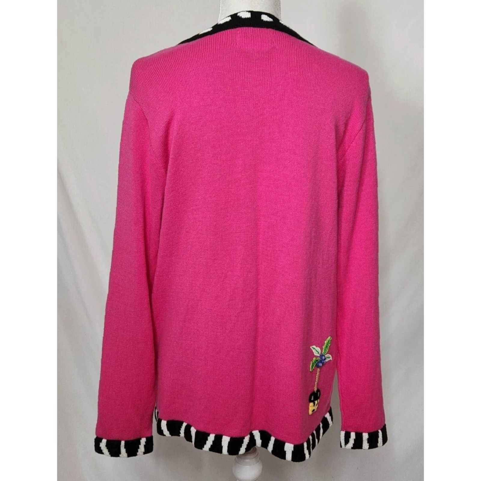 Quacker Factory Quacker Factory Sweater Womens Full Zip Embroidered Palm Trees Pink M Size M / US 6-8 / IT 42-44 - 3 Thumbnail