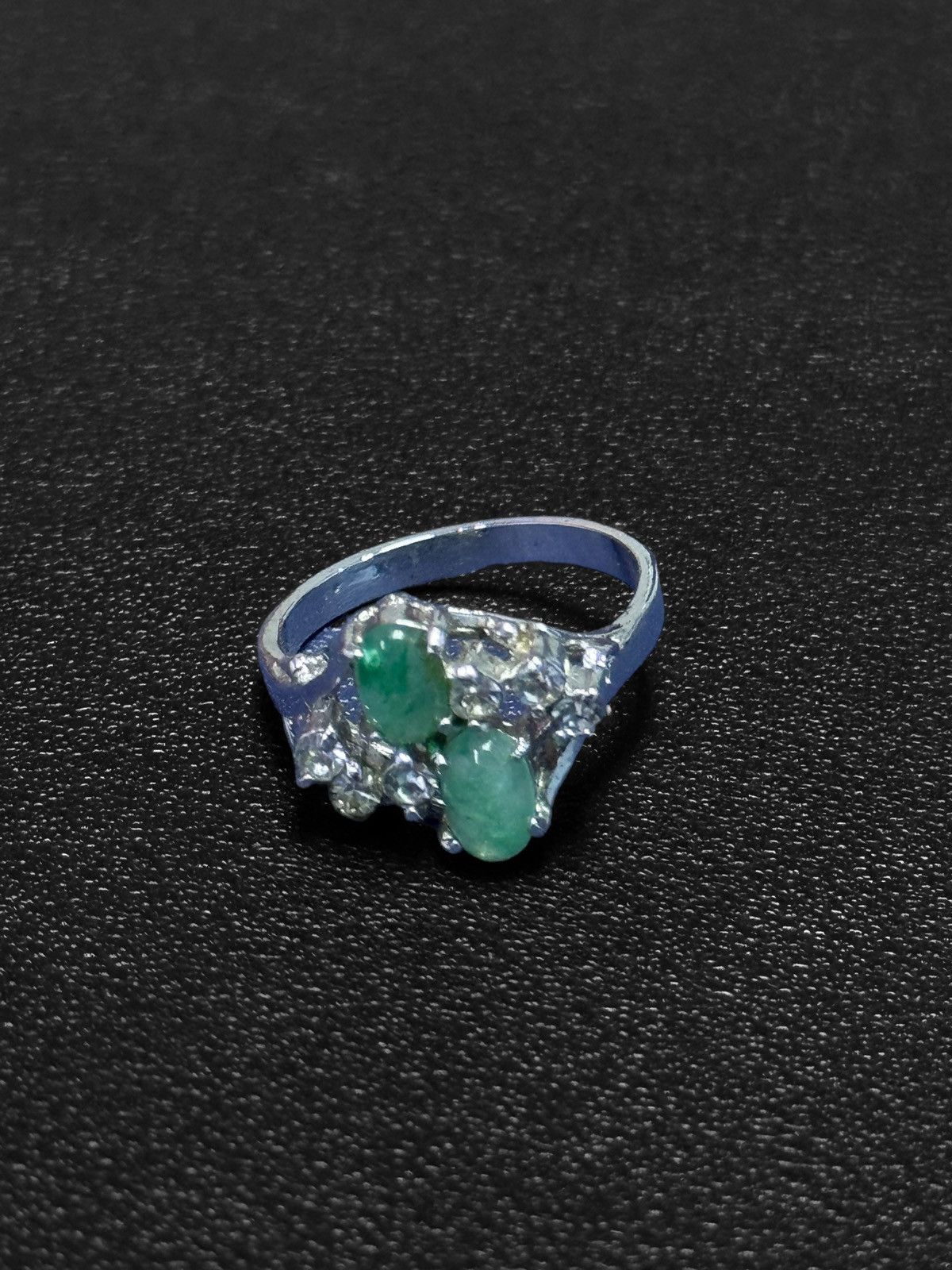 Jewelry × Sterling Silver EMERALD DIAMOND SILVER RING Size ONE SIZE - 1 Thumbnail