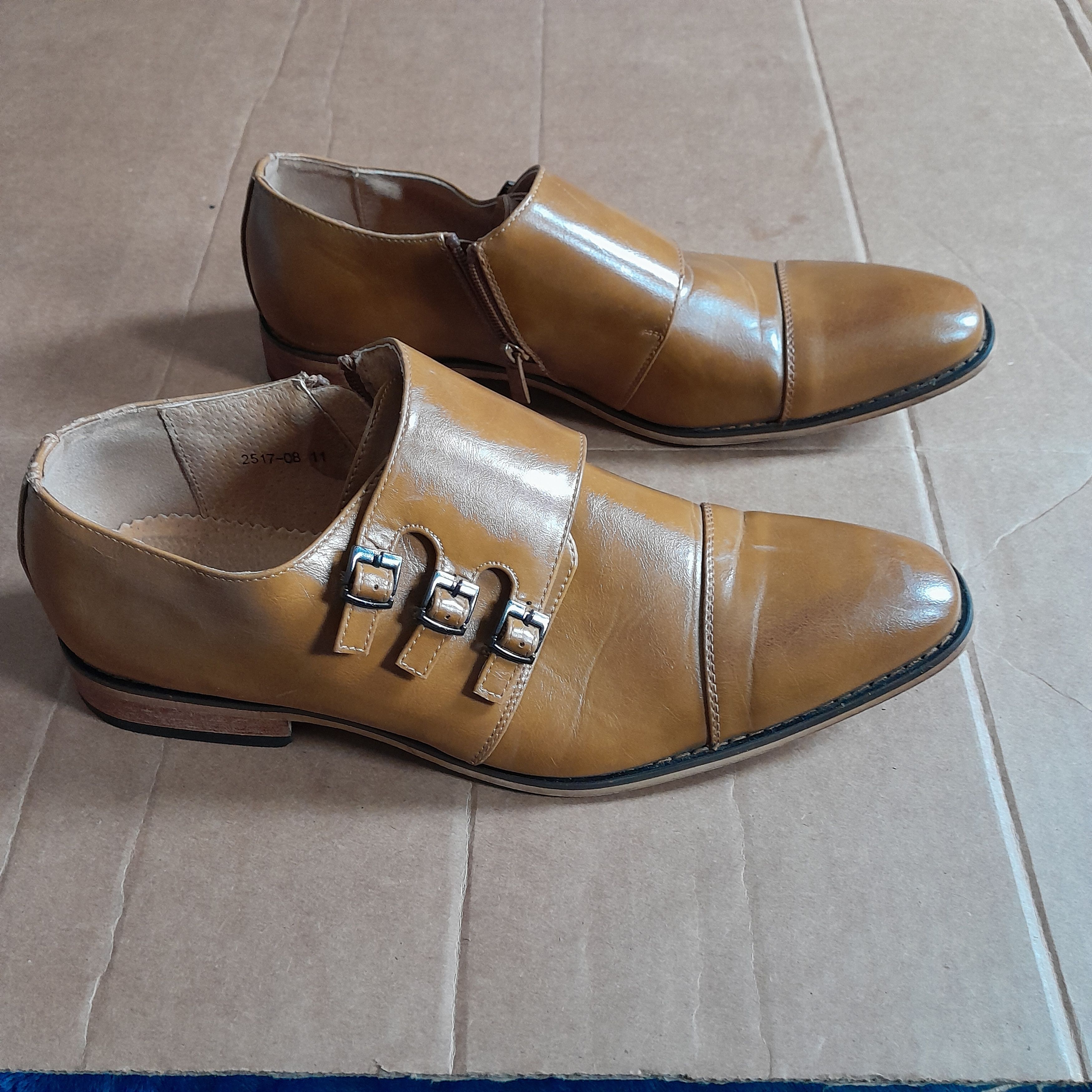 Other Masimo Men's Dress Shoes Brown Side Zip Size US 11 / EU 44 - 5 Thumbnail