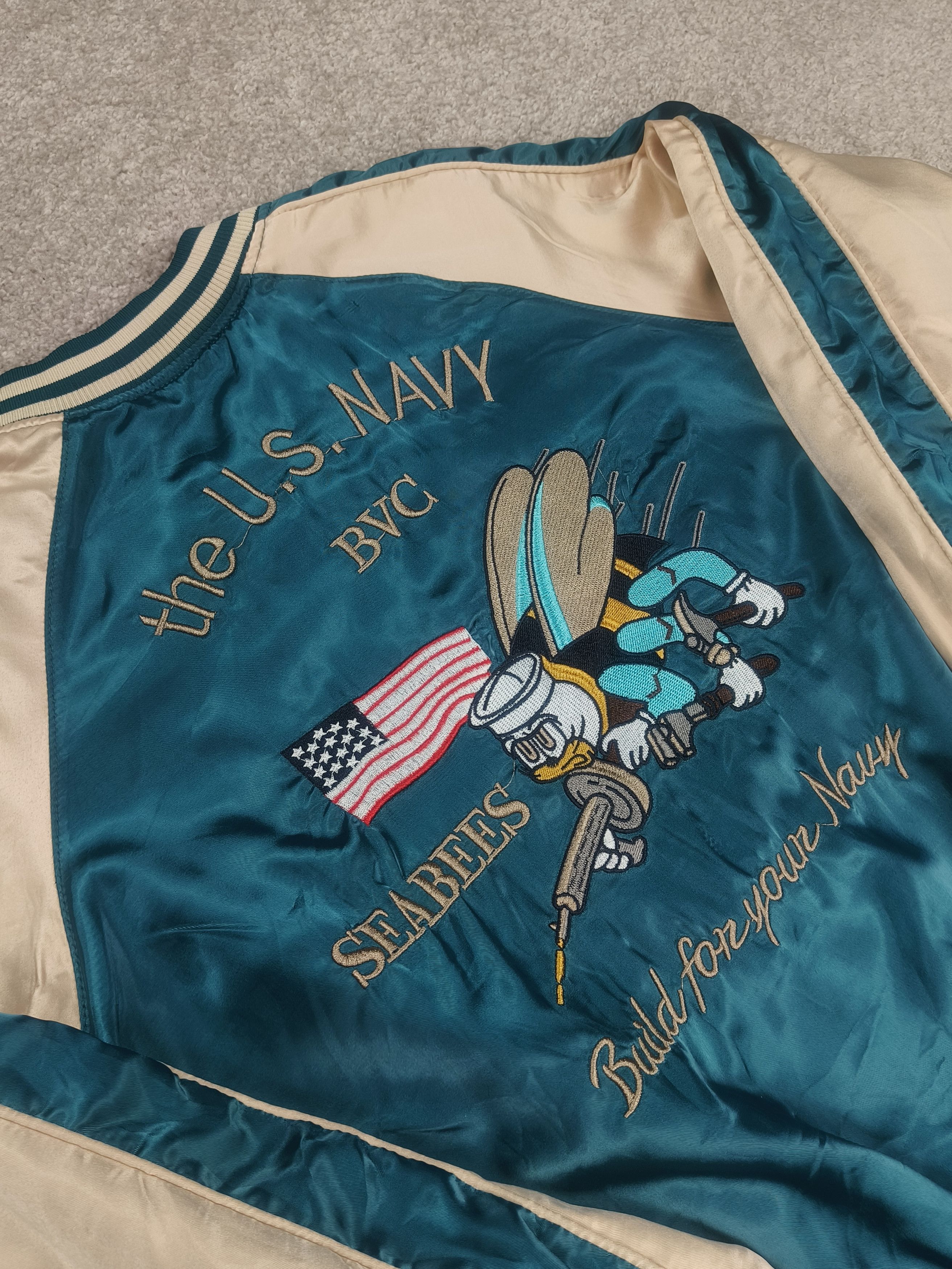 Vintage Vintage U.S. Navy Seabees Reversible BVC Sukajan Style Jacke Size US L / EU 52-54 / 3 - 6 Thumbnail
