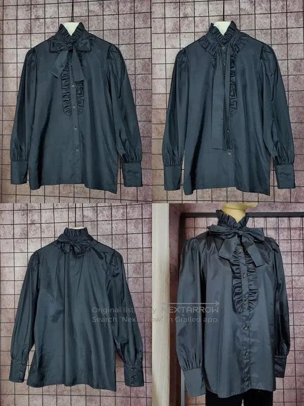 Yves Saint Laurent YSL Black Silk Blend Long Sleeve Blouse . Size S / US 4 / IT 40 - 2 Thumbnail