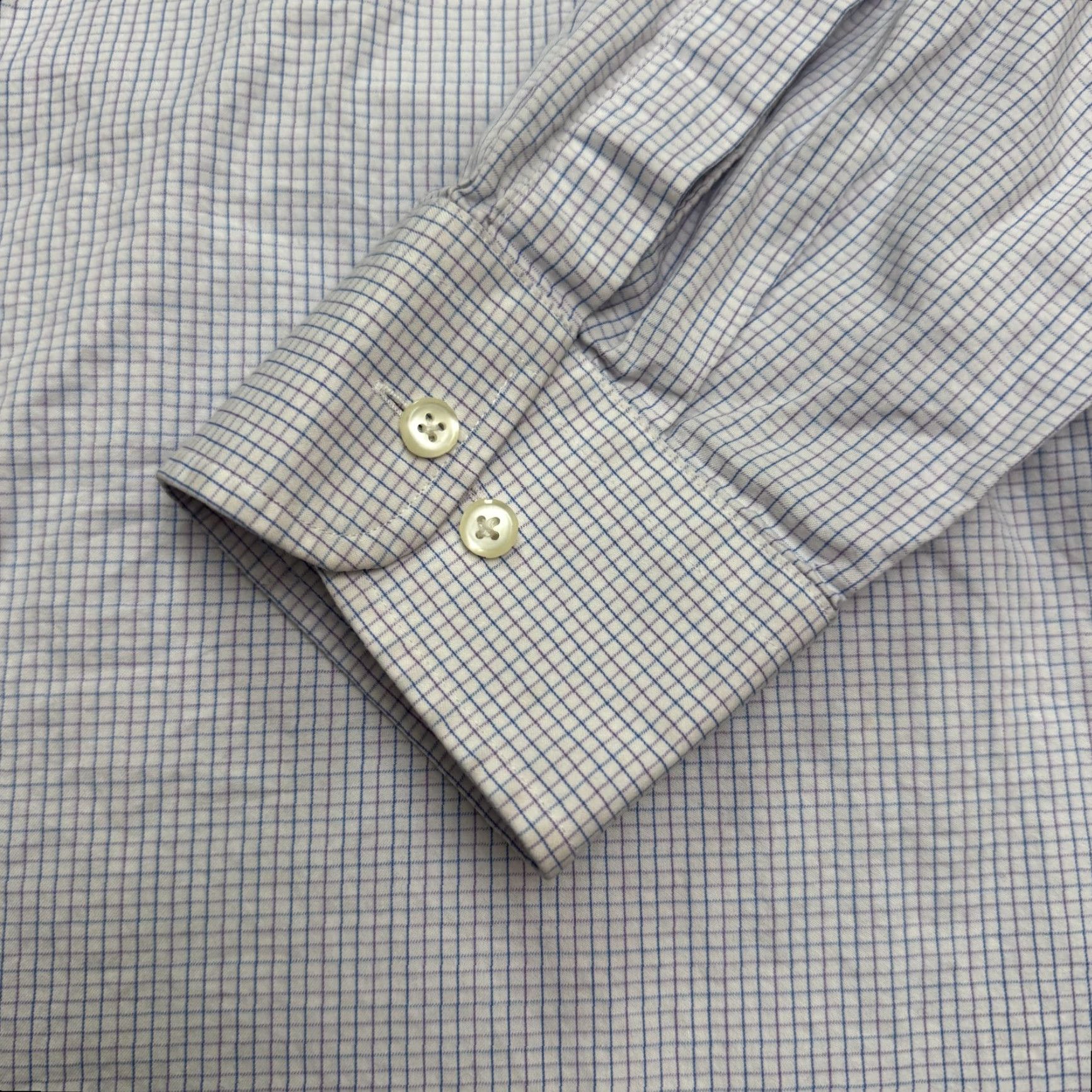Bloomingdale's Bloomingdale's Regular Fit Dress Shirt Mens 17.5 34/35 Blue Purple Check Cotton Shirt Mens 17.5 Regular Blue Check Vintage? No. Size 46R - 7 Thumbnail