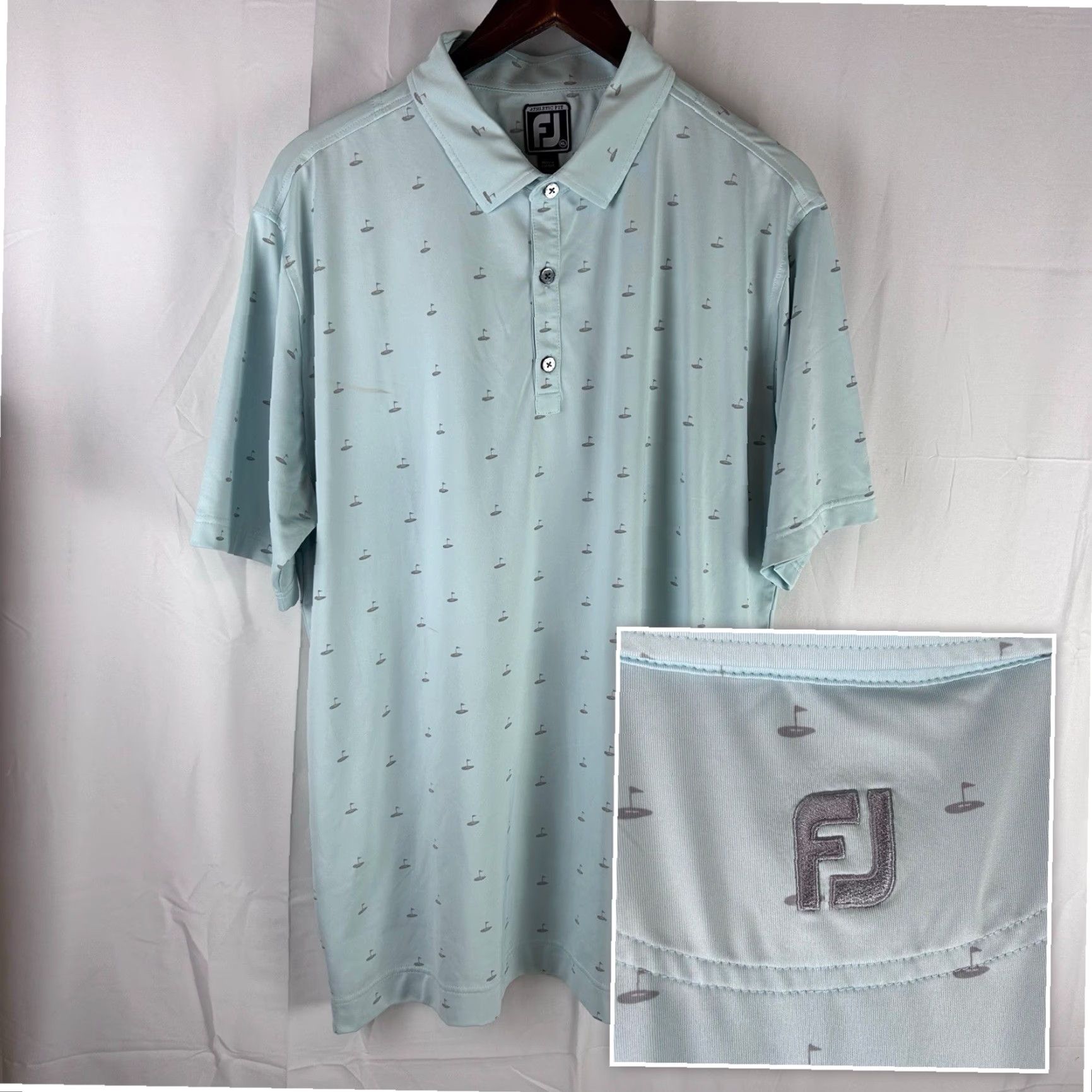Footjoy FootJoy Polo Shirt Mens XL Blue Hole in One Athletic Fit Performance Golf Shirt Polo Mens XL Blue FootJoy Athletic Short Sleeve Breathable Quick Dry Size US XL / EU 56 / 4 - 2 Thumbnail