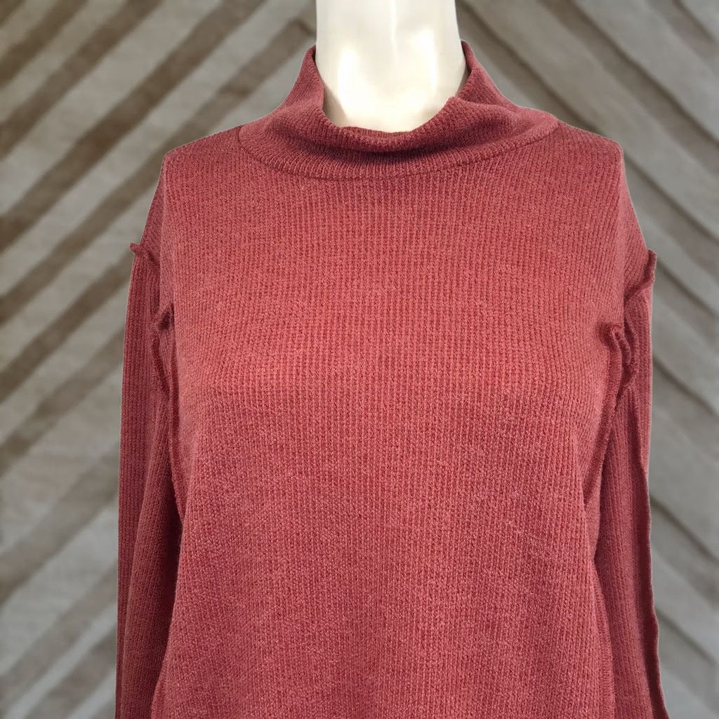 Vintage Output: Like Love Rust Red Ribbed Mock Neck Long Sleeve Tunic Top Plus Size 3X Size XXL / US 16-18 / IT 52-54 - 1 Thumbnail
