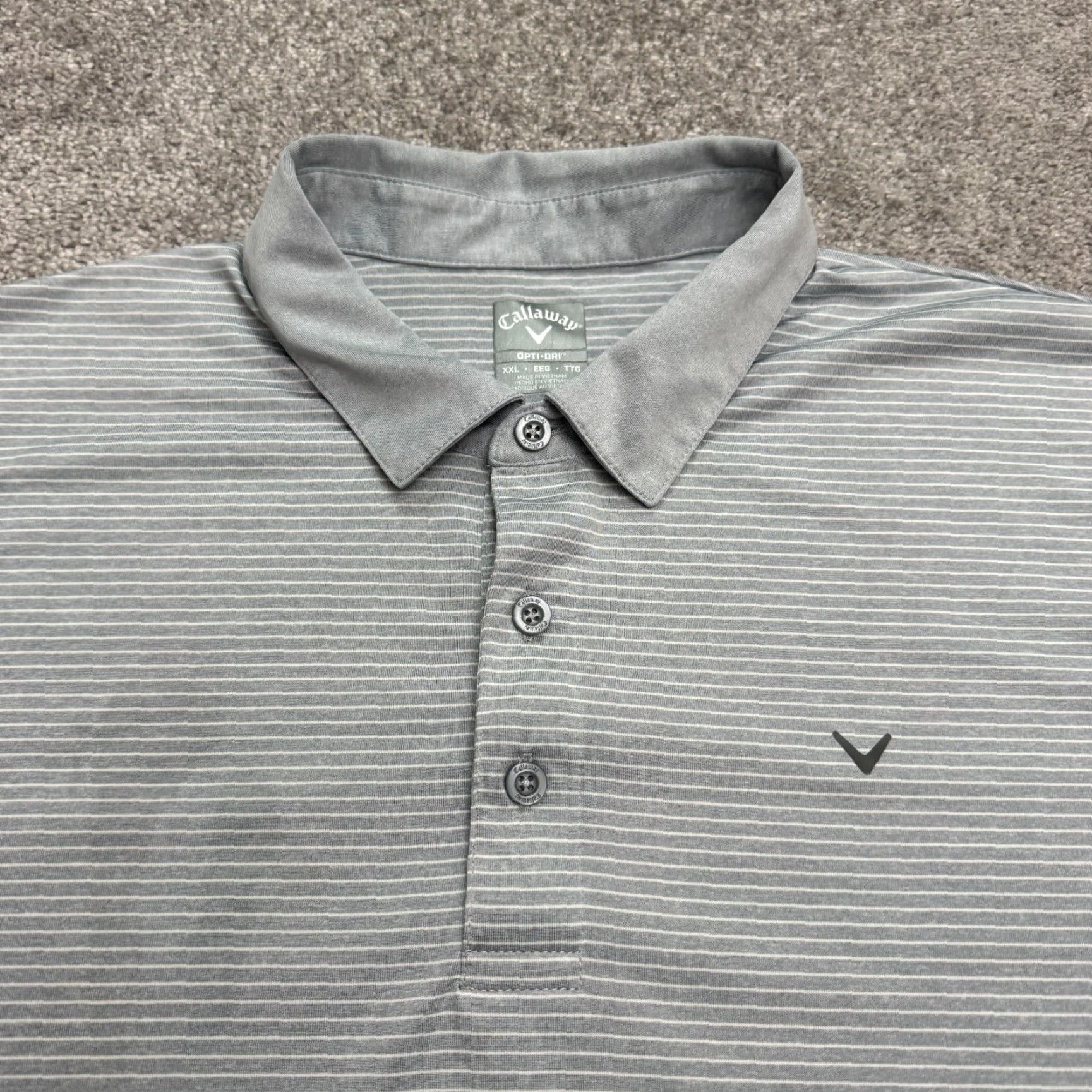 Callaway Callaway Opti-Dri Polo Shirt Men 2XL Gray Striped Performance Activewear Golf Shirt Size US XXL / EU 58 / 5 - 3 Thumbnail