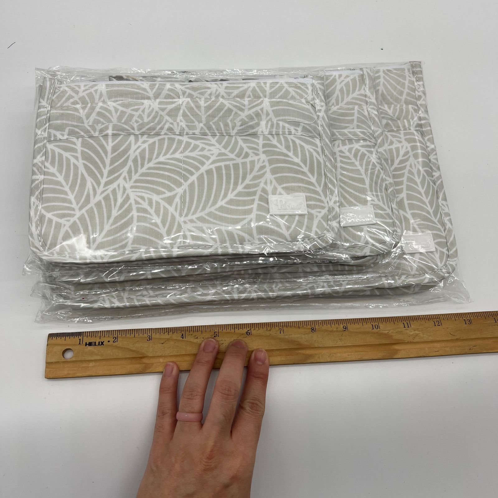 Other Periea Set of 3 Purse Organizers with Gift Bags Grey Leaves Size ONE SIZE - 9 Thumbnail
