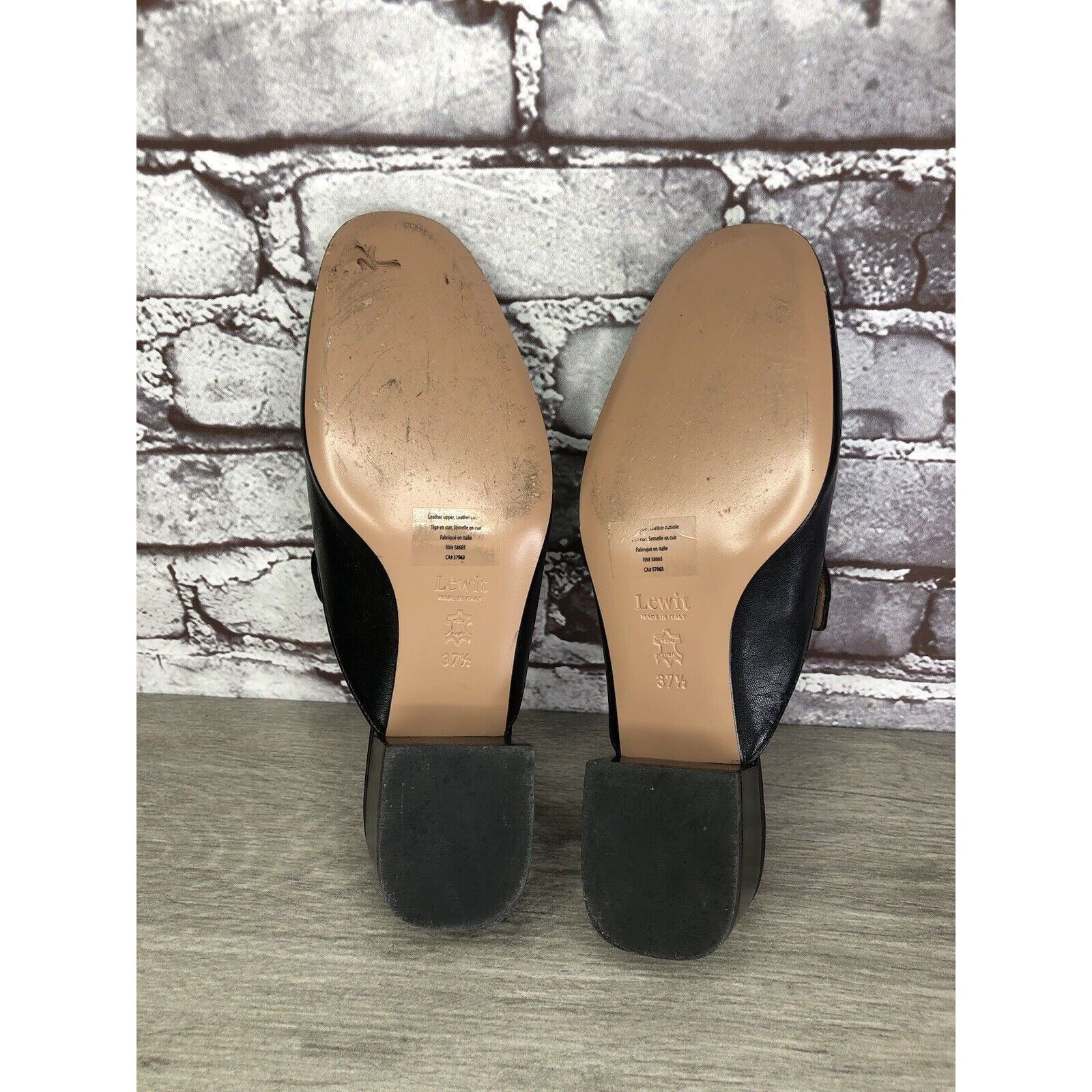 Other Lewit Black Leather Slip On Block Heel Mules Dress Shoes Wom Size US 7 / IT 37 - 19 Thumbnail