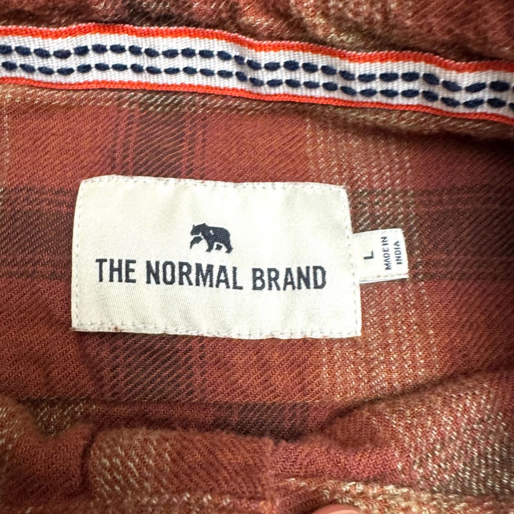 J Brand The Normal Brand Button Down Flannel Shirt Mens Large Orange Rust Plaid Cotton - Excellent Condition Size US L / EU 52-54 / 3 - 6 Thumbnail