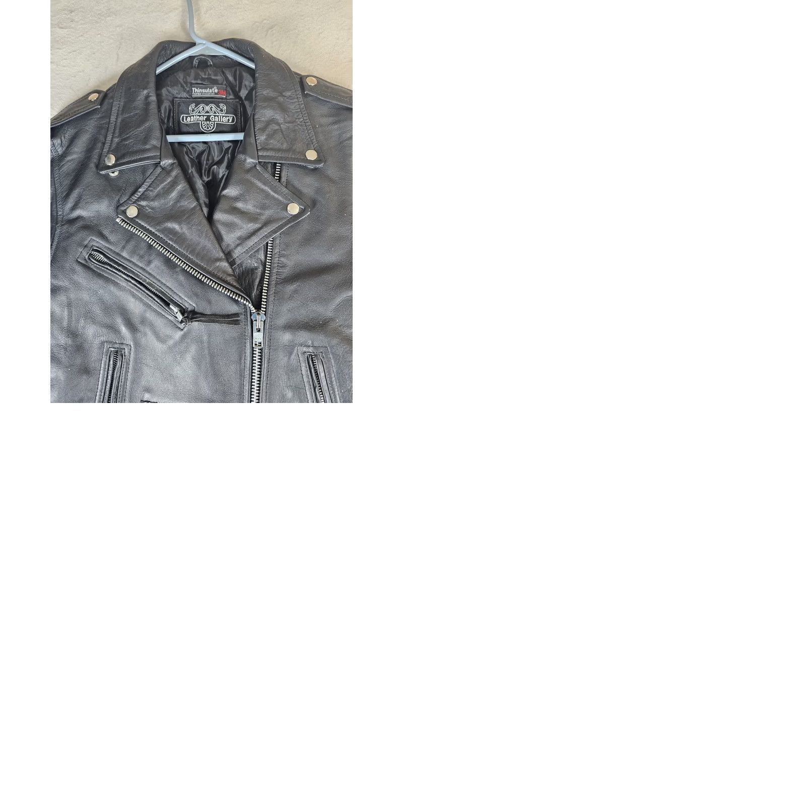 Vintage VINTAGE Leather Gallery Thinsulate Lined Leather Biker Jacket Belted Size Large Black - Men’s? Women’s? Unisex Adults (Motorcycle Jacket) Size US L / EU 52-54 / 3 - 11 Thumbnail