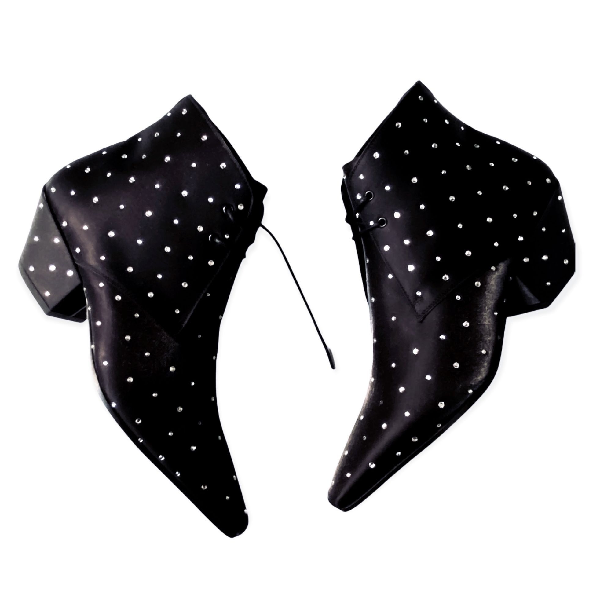 Saint Laurent Paris Saint Laurent A19 Belle Crystal Satin Ankle Boots 36 Size US 6 / IT 36 - 3 Thumbnail