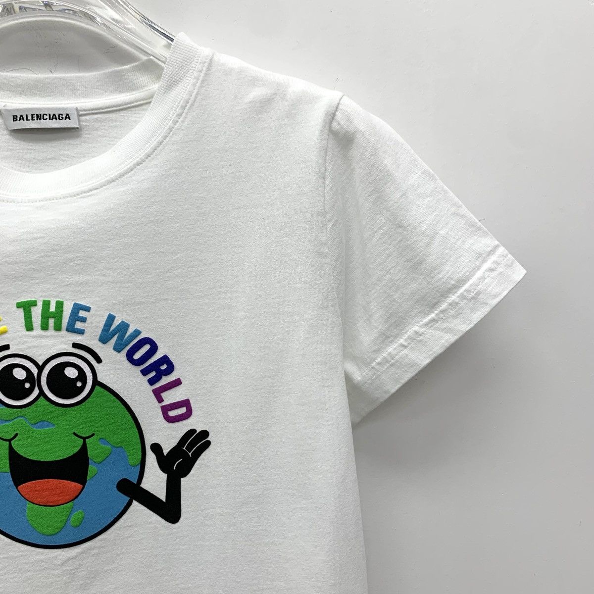 Balenciaga Balenciaga White Earth & Letter Print Short Sleeve T-shirt Size S / US 4 / IT 40 - 3 Thumbnail
