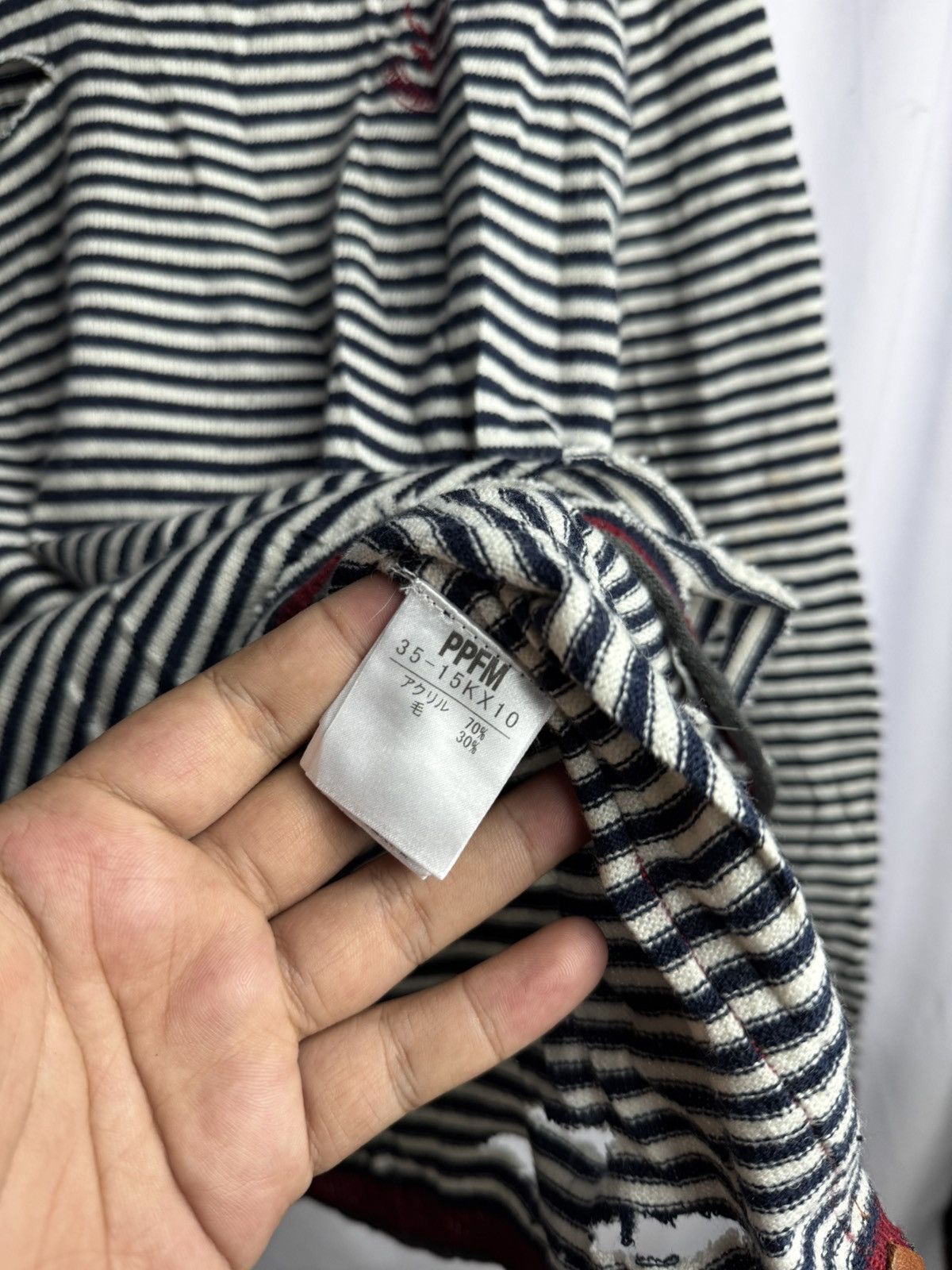 Hysteric Glamour × Japanese Brand × PPFM PPFM Distressed Stripe Long Sleeve Knit Size US M / EU 48-50 / 2 - 9 Thumbnail