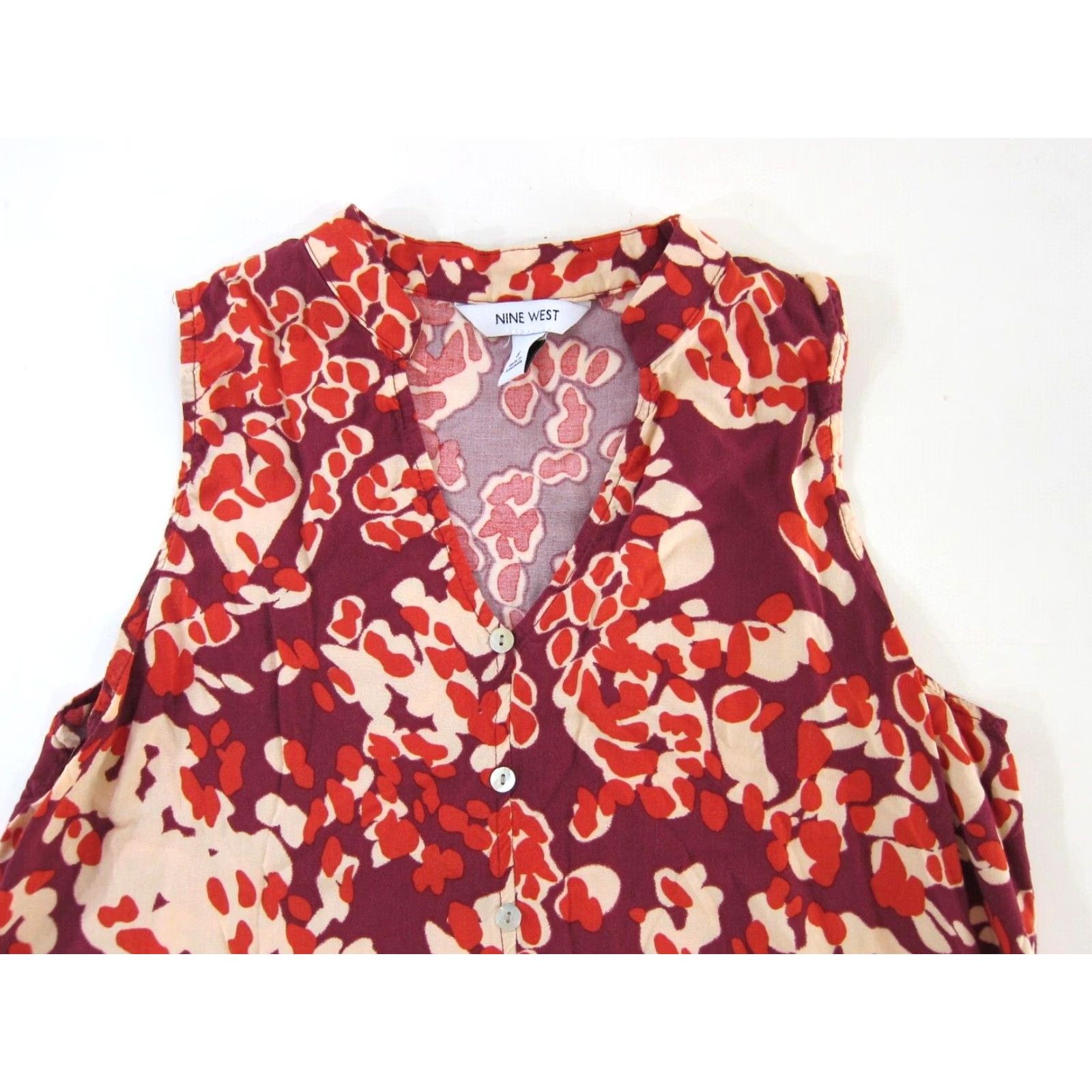 Nine West Nine West Pink Red Abstract High Neck Sleeveless Tunic Dress Small Size S / US 4 / IT 40 - 3 Thumbnail